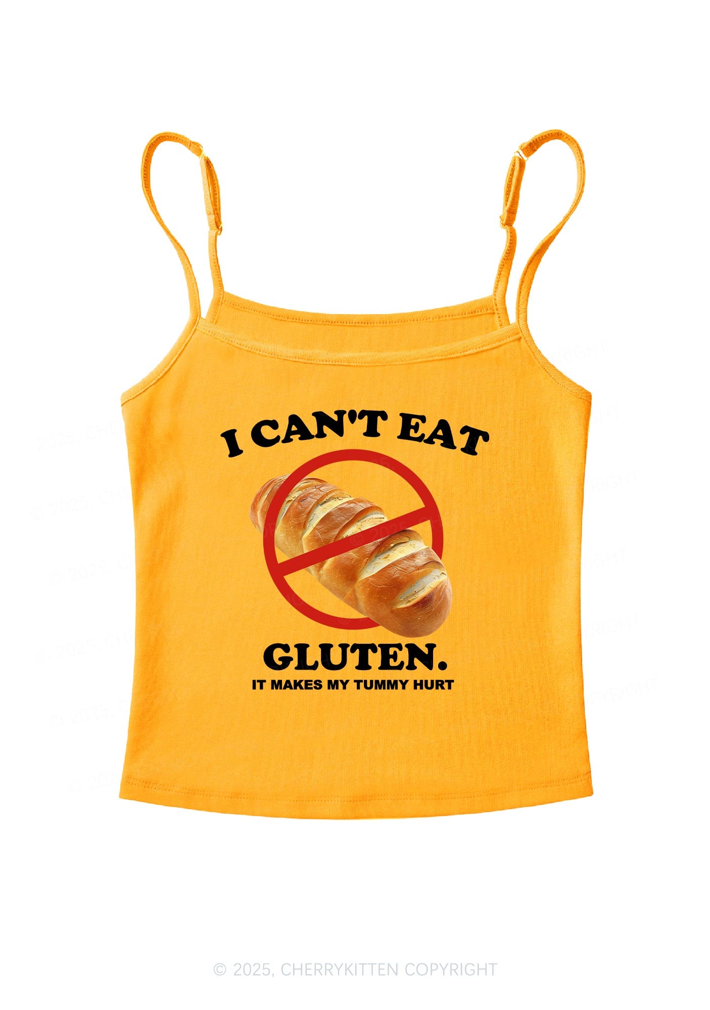 I Cant Eat Gluten Y2K Spaghetti Strap Cami Cherrykitten