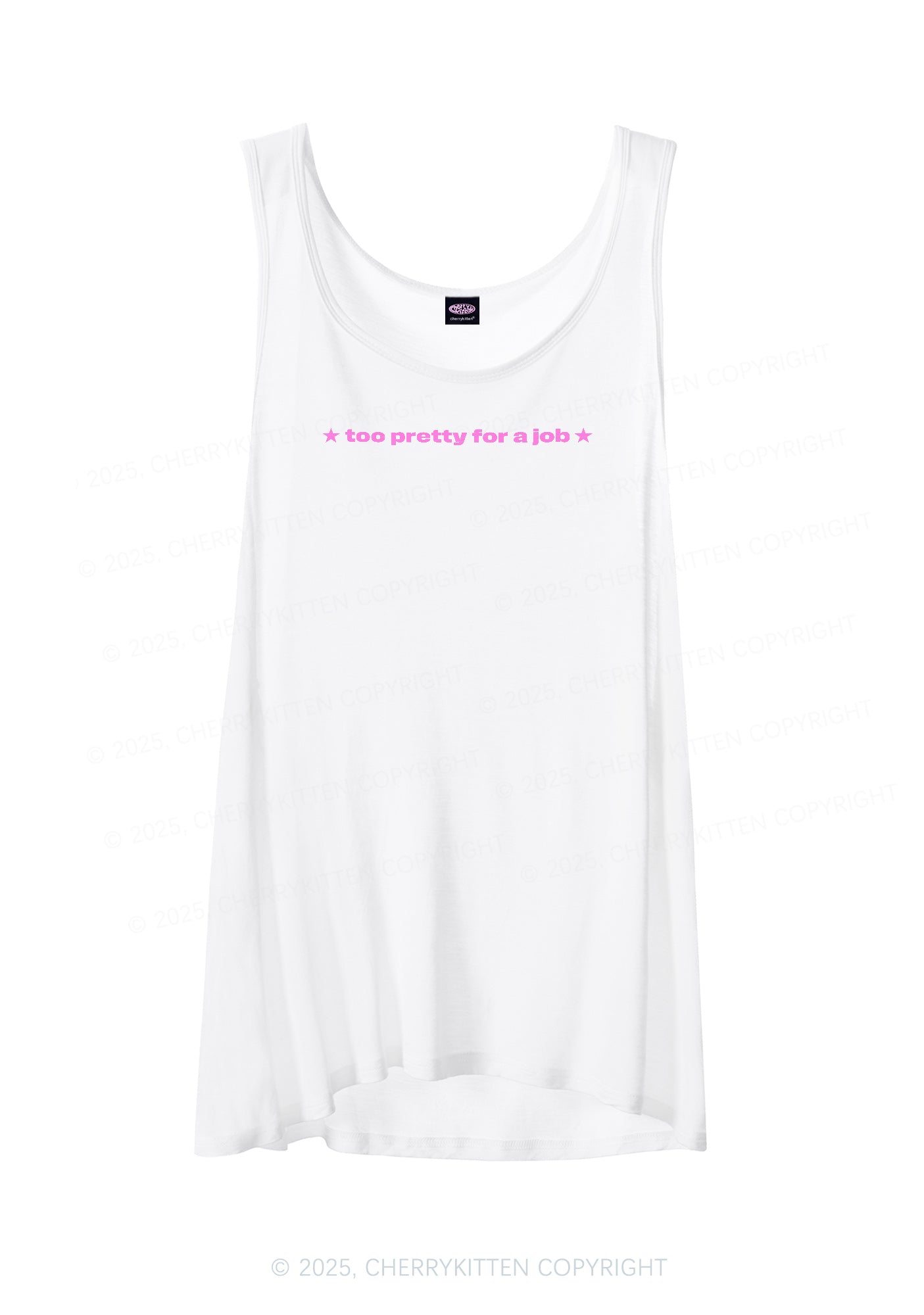 Too Pretty For Job Y2K Sheer Boyfriend Tank Cherrykitten