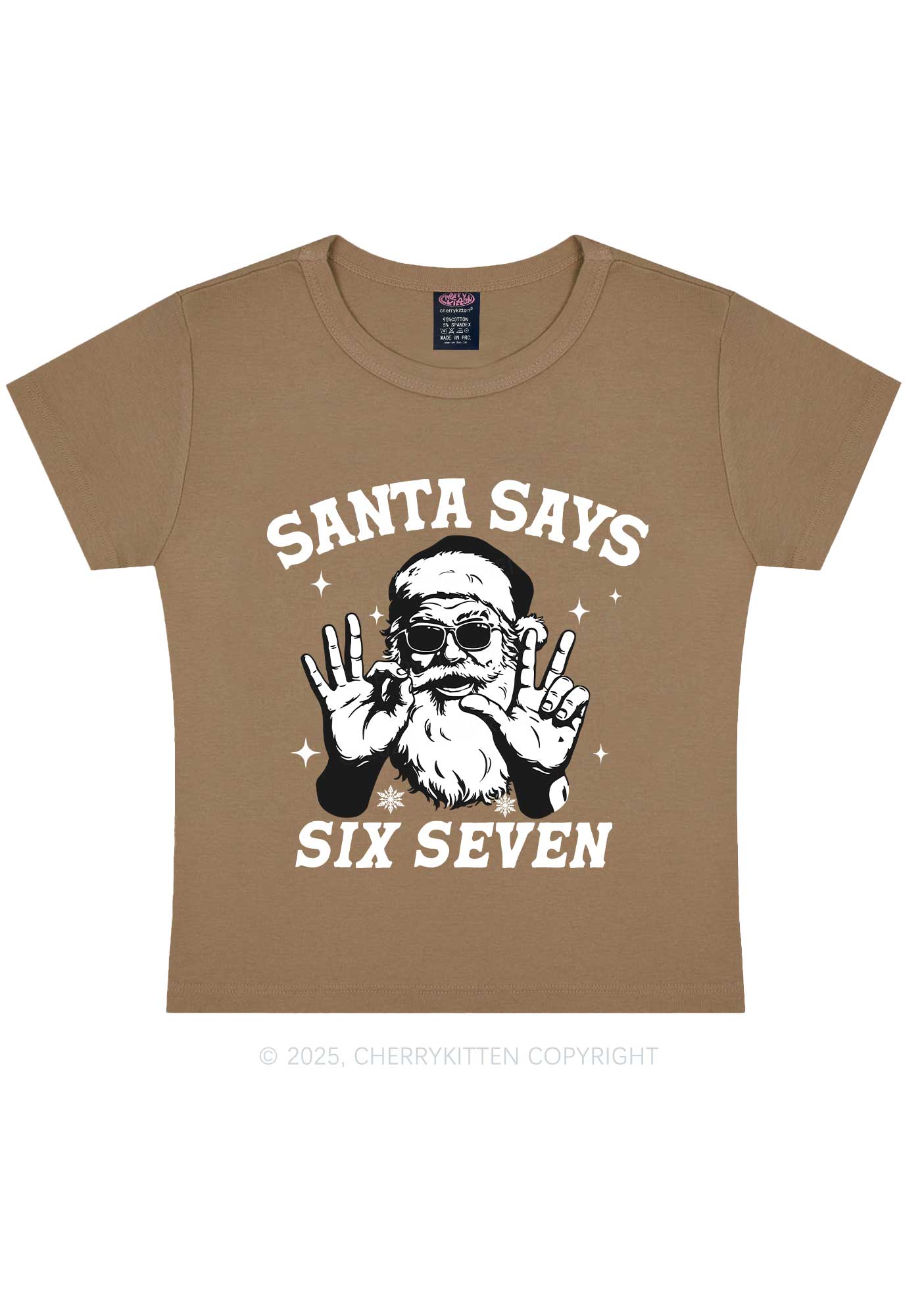 Christmas Santa Says Six Seven Y2K Baby Tee Cherrykitten
