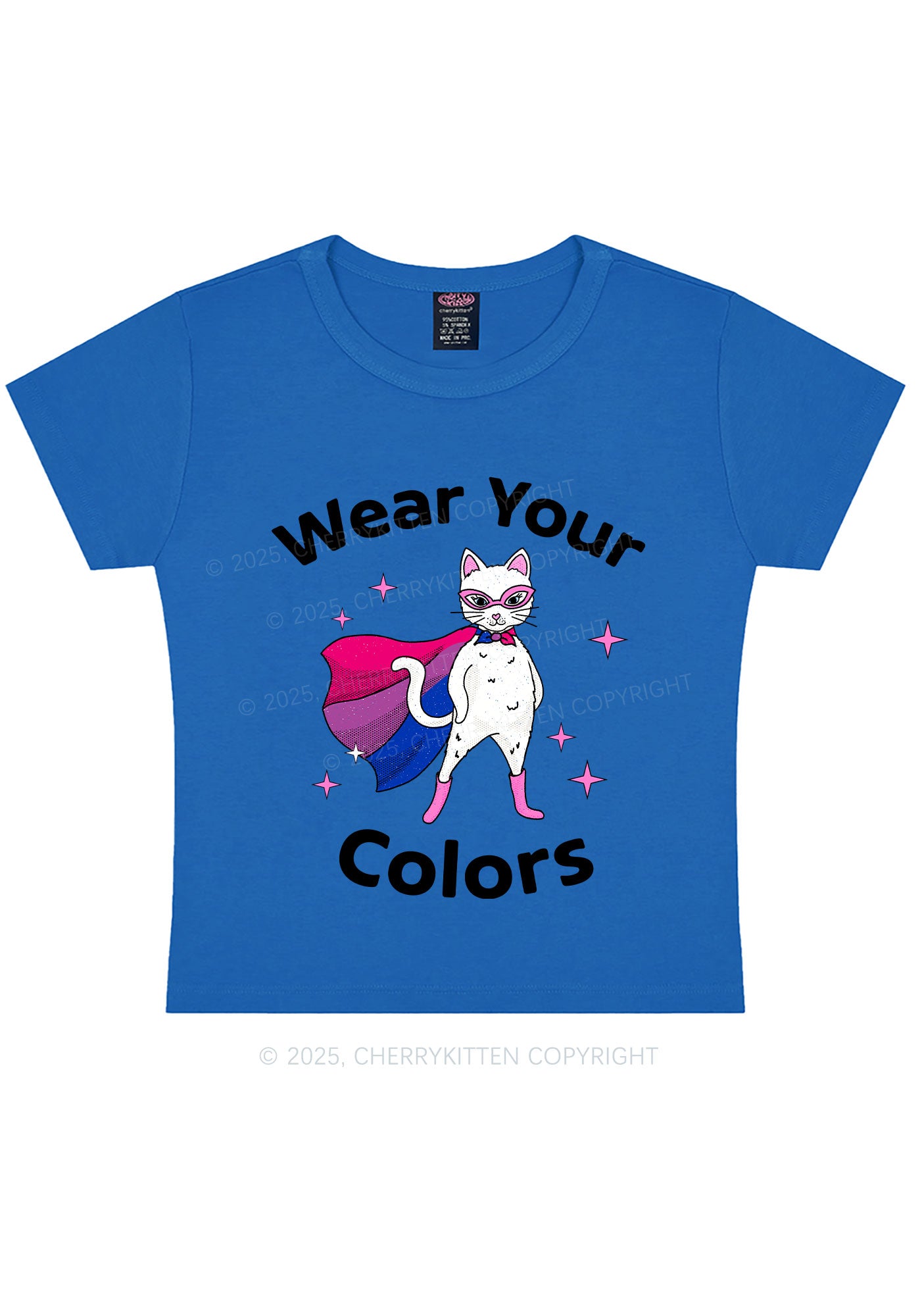 Bisexual Flag Cat Pride Y2K Baby Tee Cherrykitten