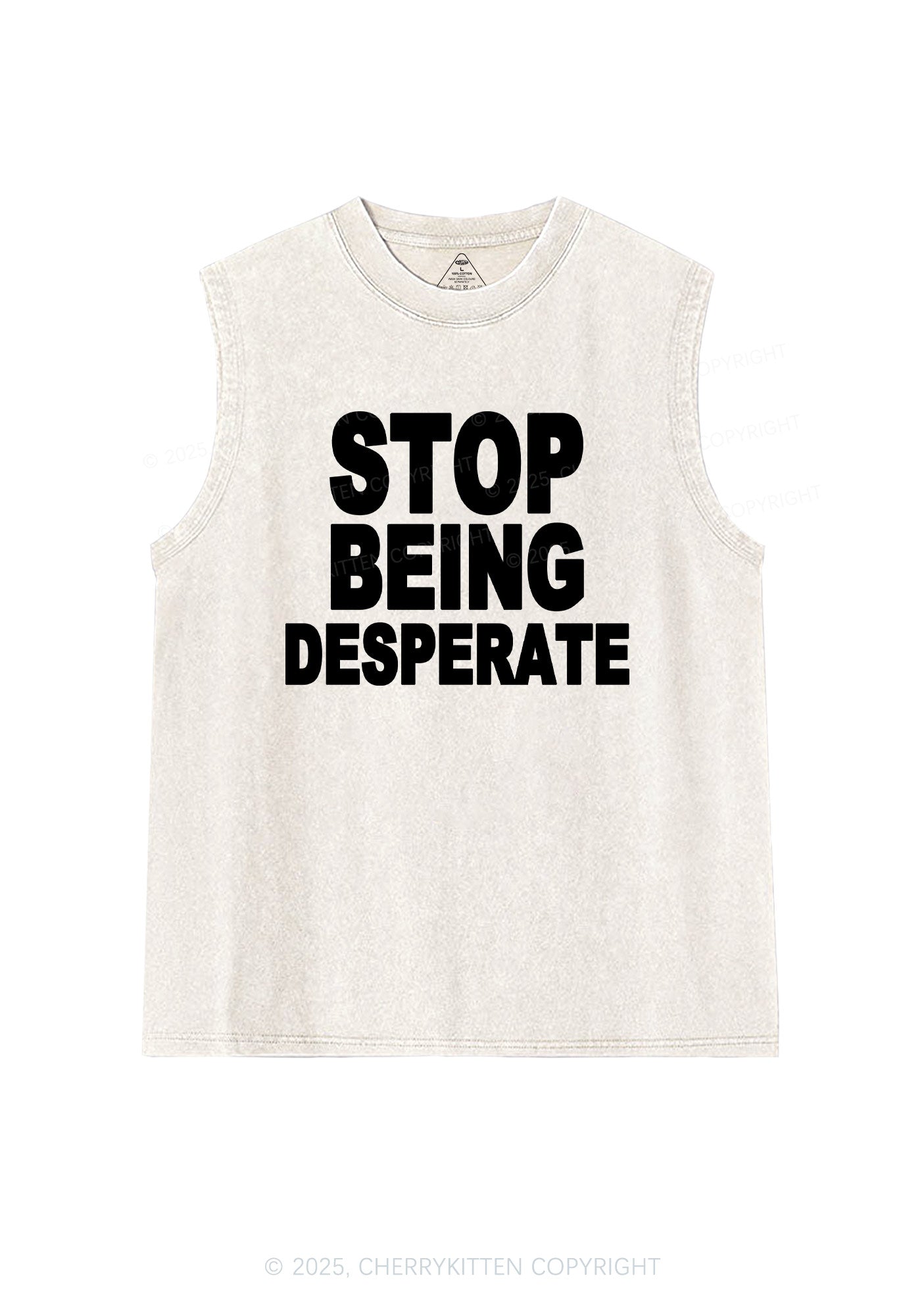 Stop Being Desperate Y2K Washed Muscle Tank Cherrykitten