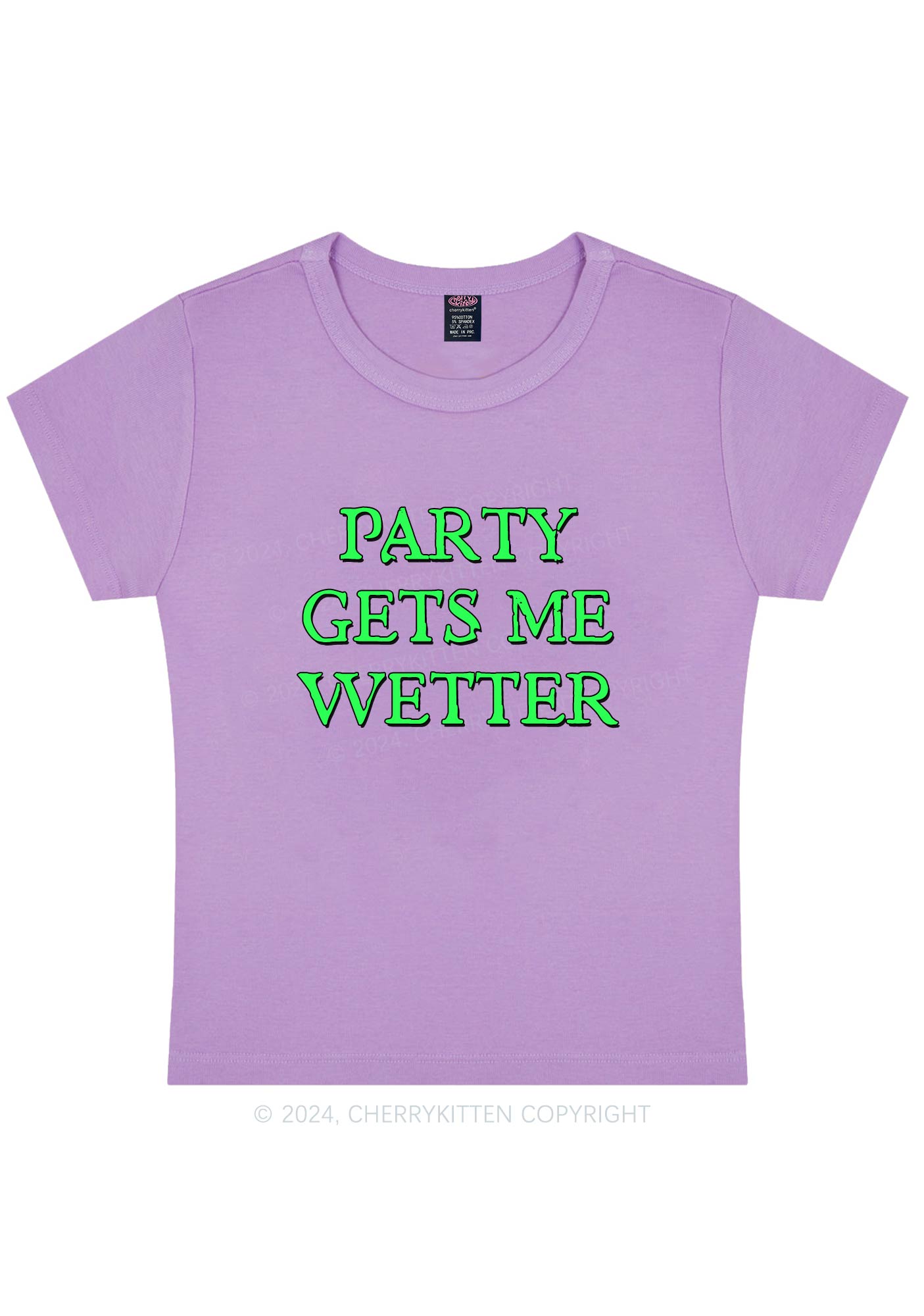Curvy Party Gets Me Wetter Y2K Baby Tee Cherrykitten