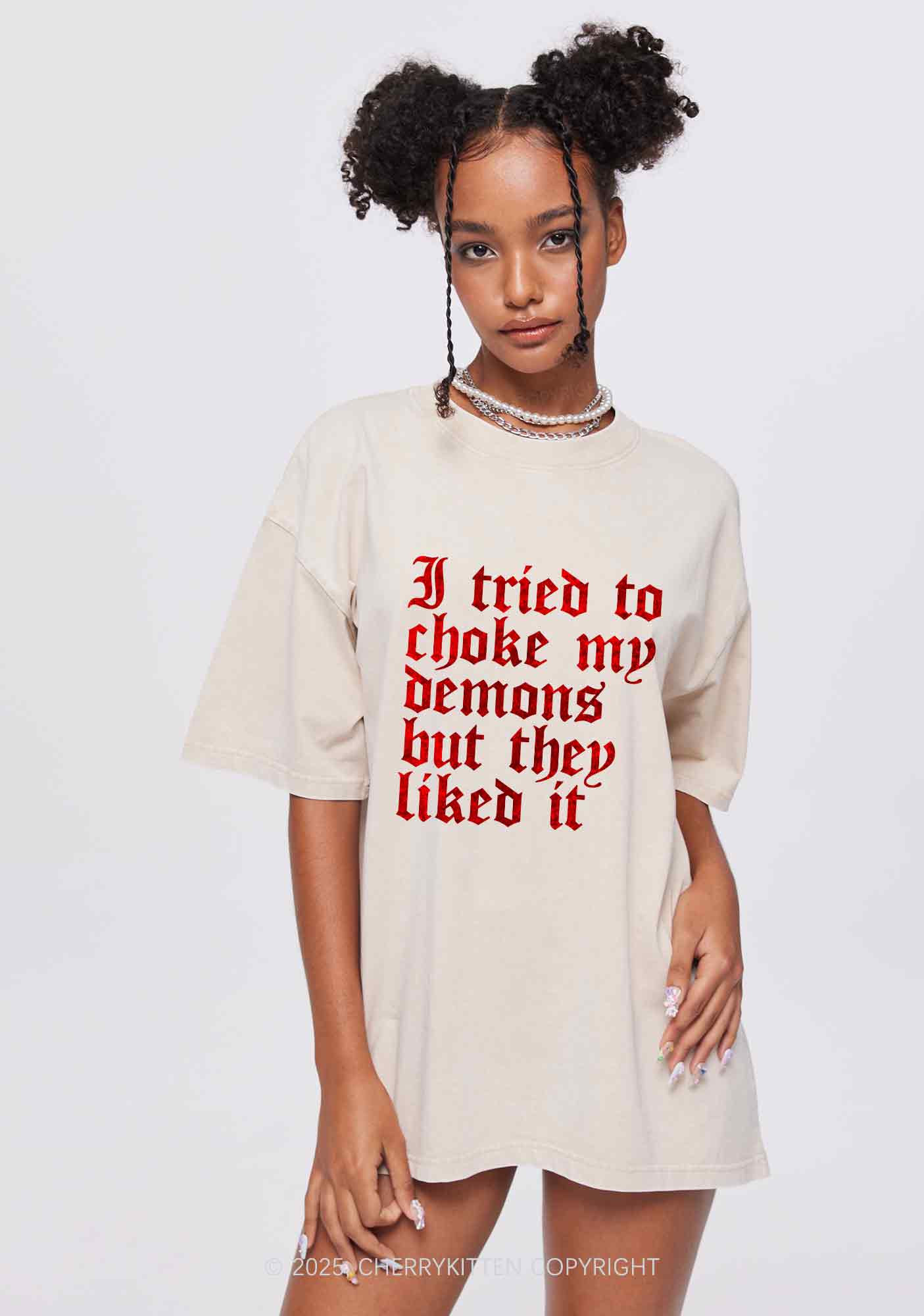 Halloween Choke Demons They Liked Y2K Shirts Washed Tee Cherrykitten