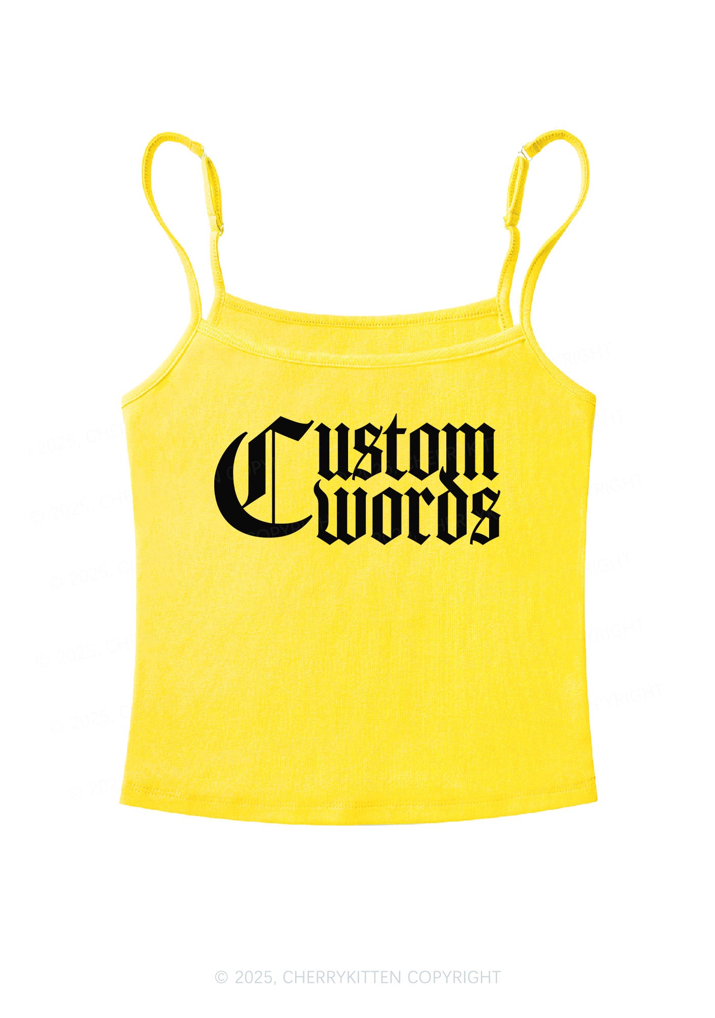 Custom Text Gothic Font Y2K Spaghetti Strap Cami Cherrykitten