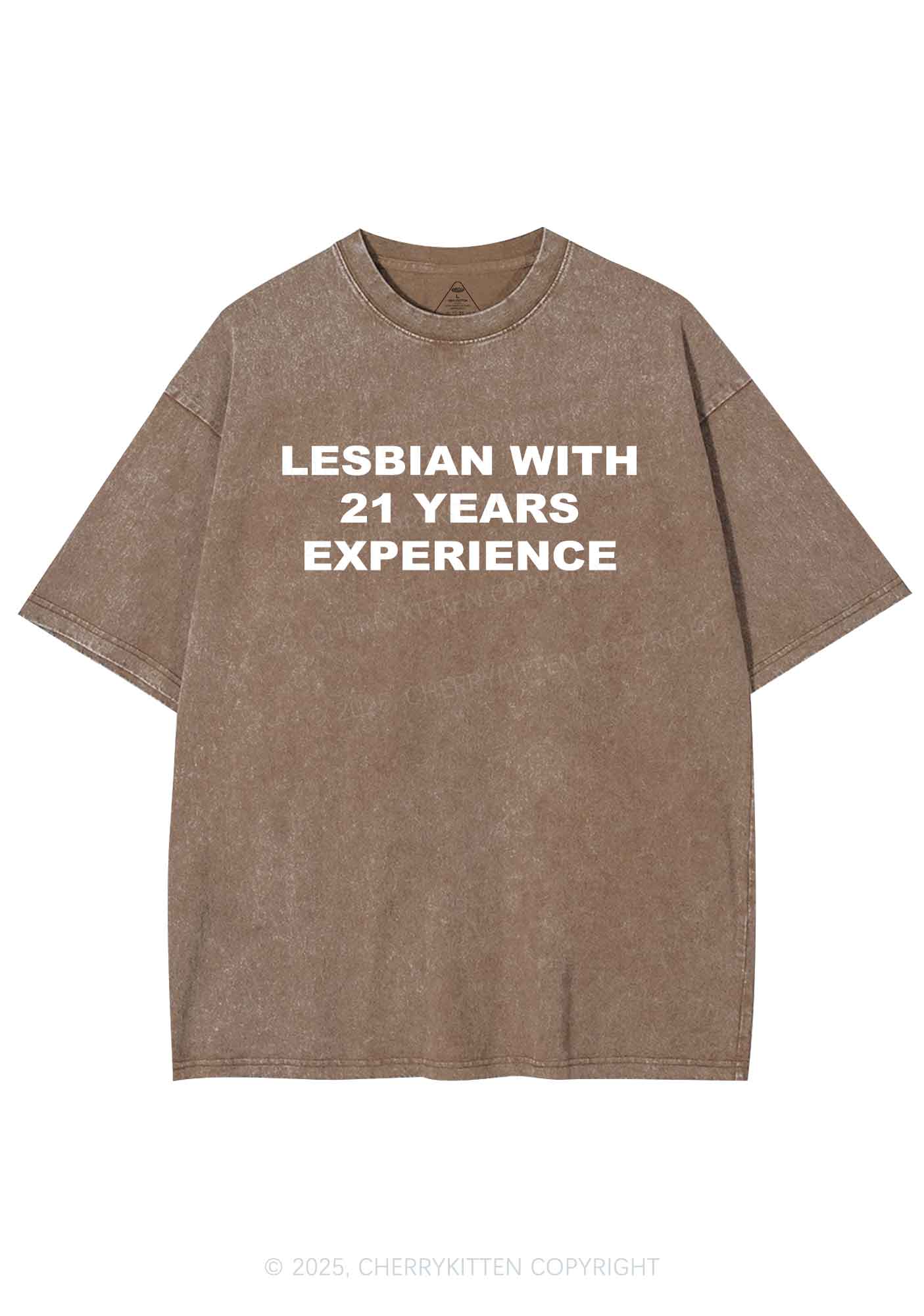 Custom Lesbian Experience Pride Y2K Shirts Washed Tee Cherrykitten