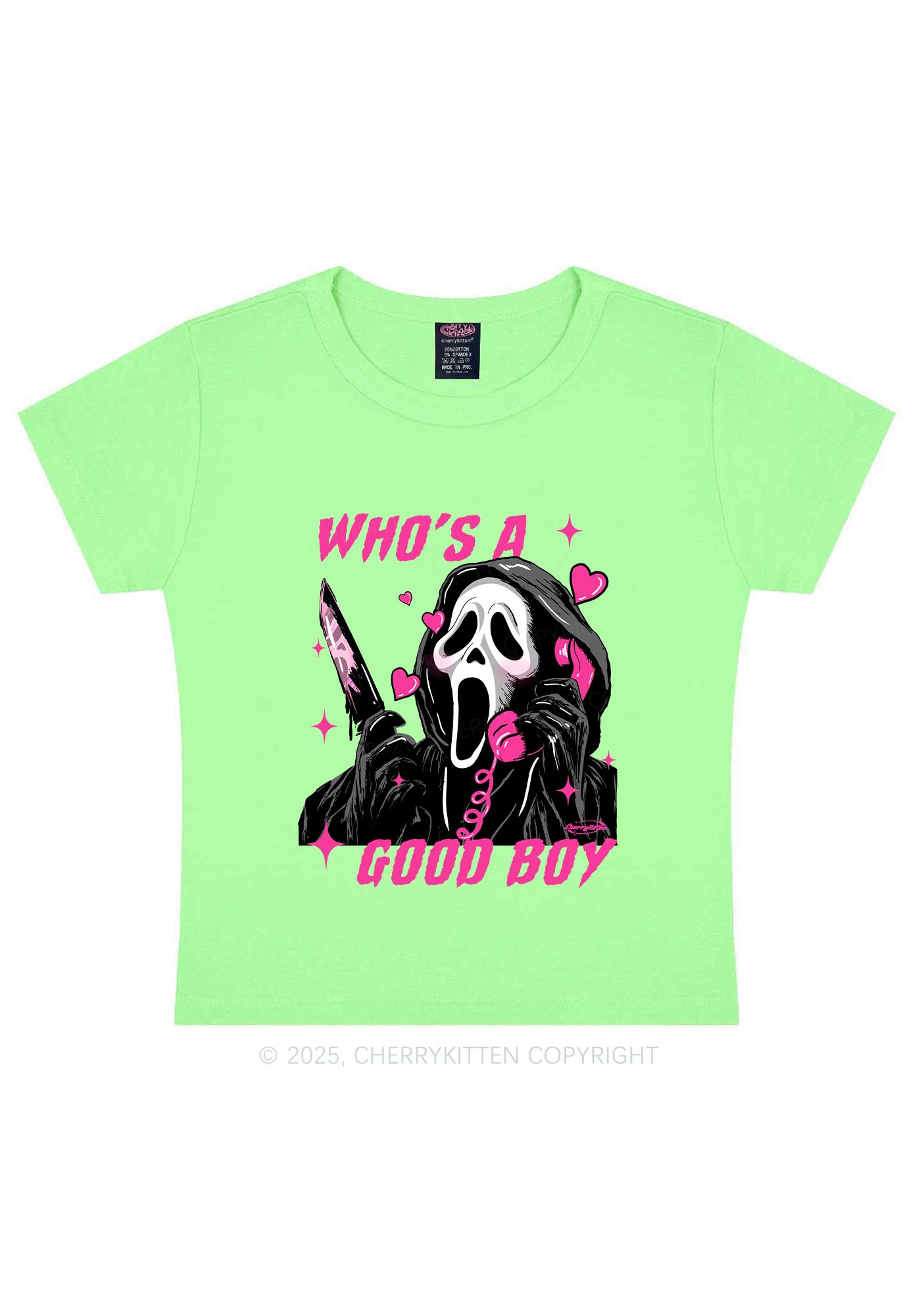 Halloween Ghost Good Boy Y2K Baby Tee Cherrykitten