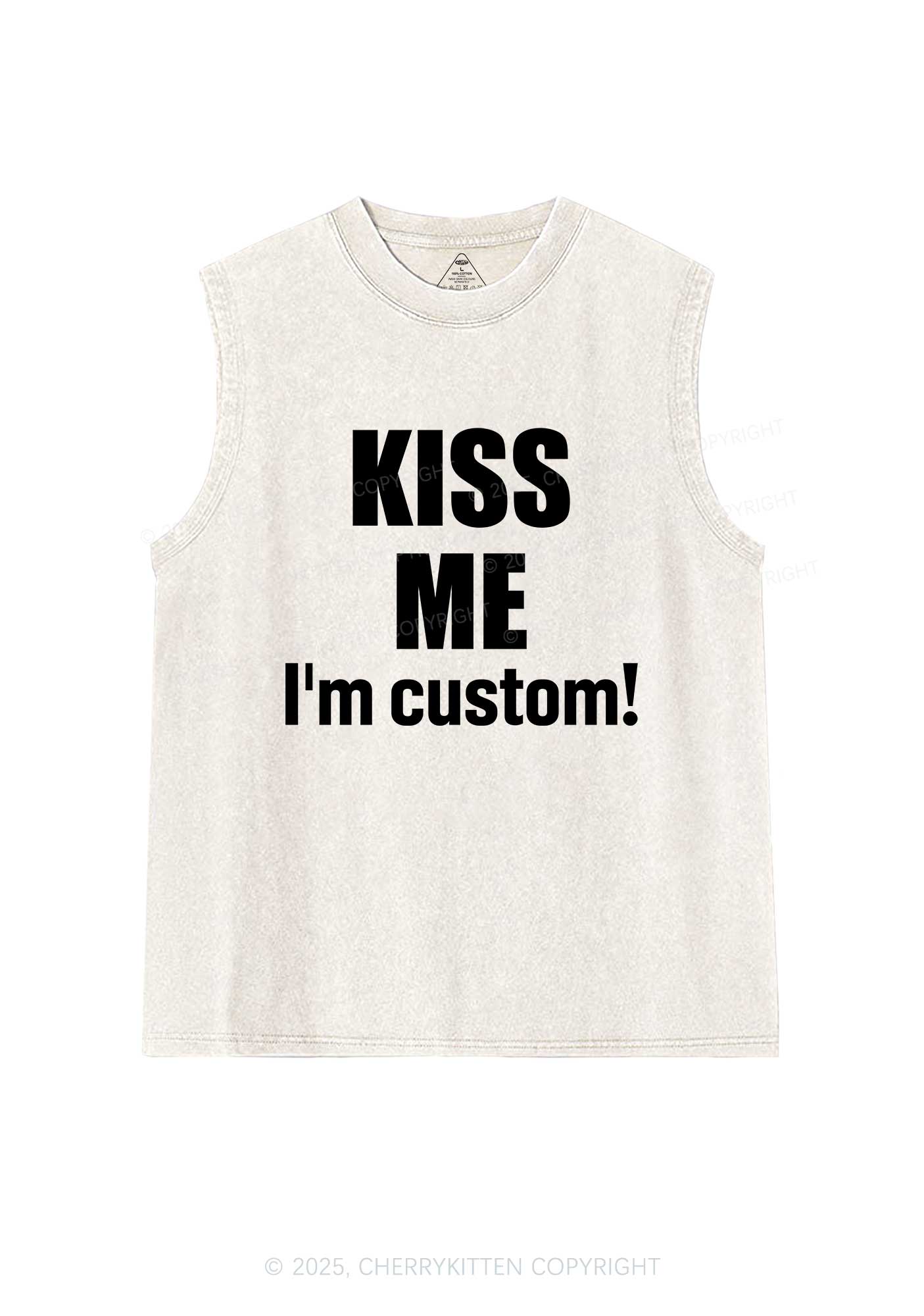 Kiss Me Im Custom Y2K Washed Muscle Tank Cherrykitten
