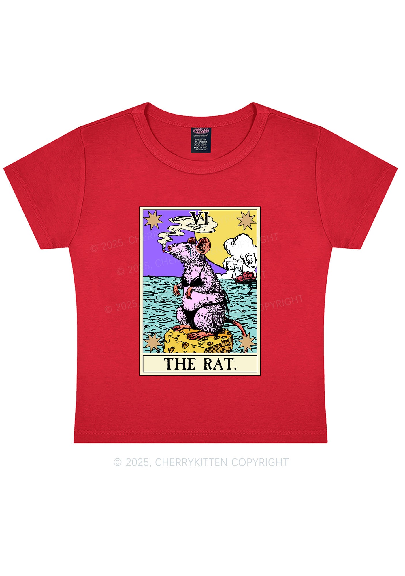 The Rat Smoking Y2K Baby Tee Cherrykitten