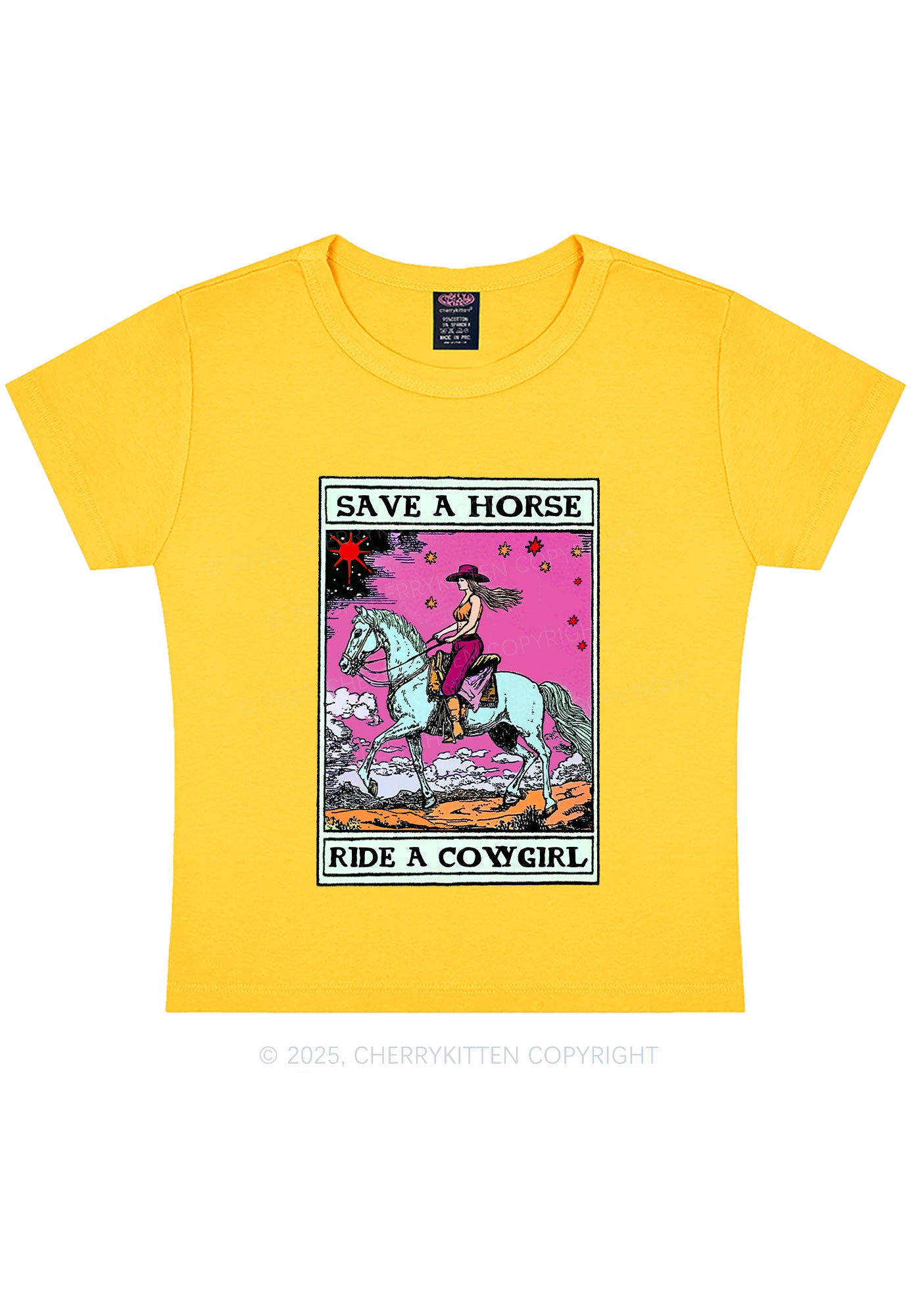 Save Horse Ride Cowgirl Pride Y2K Baby Tee Cherrykitten