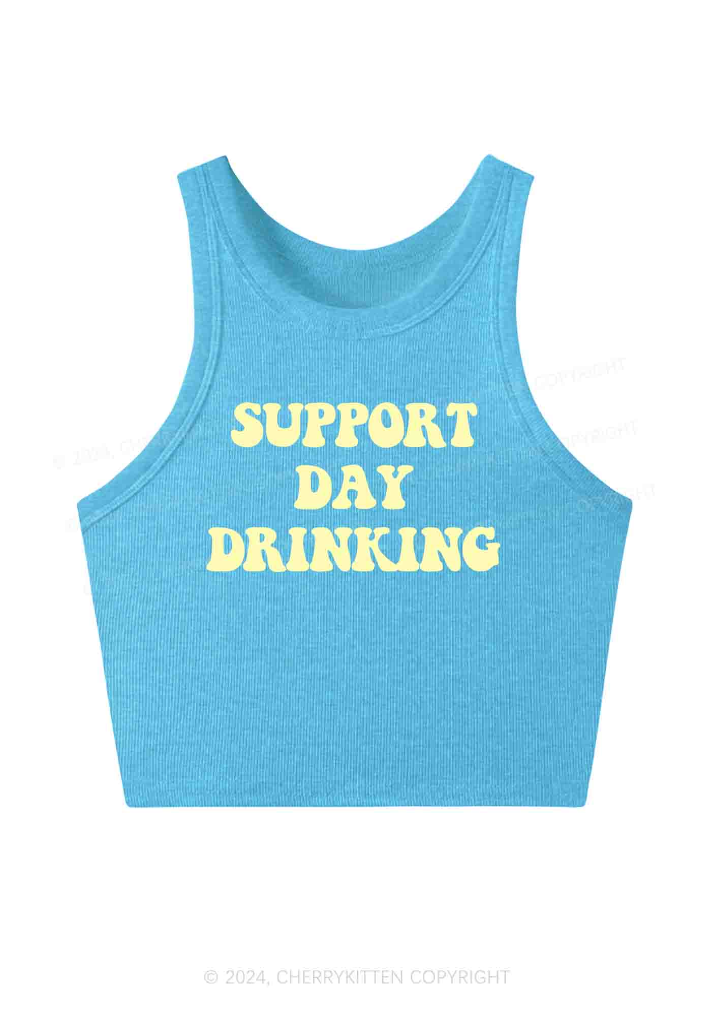 Support Day Drinking Y2K Crop Tank Top Cherrykitten