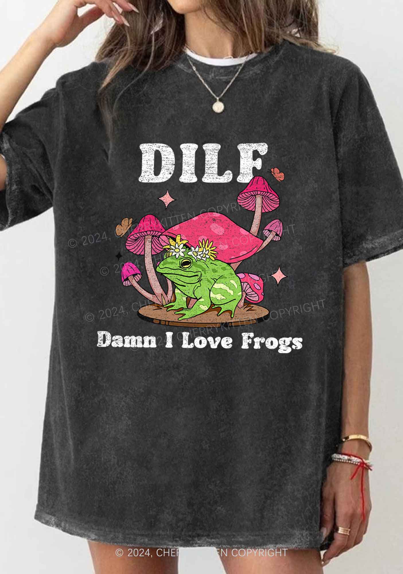 I Love Frogs Y2K Washed Tee Cherrykitten