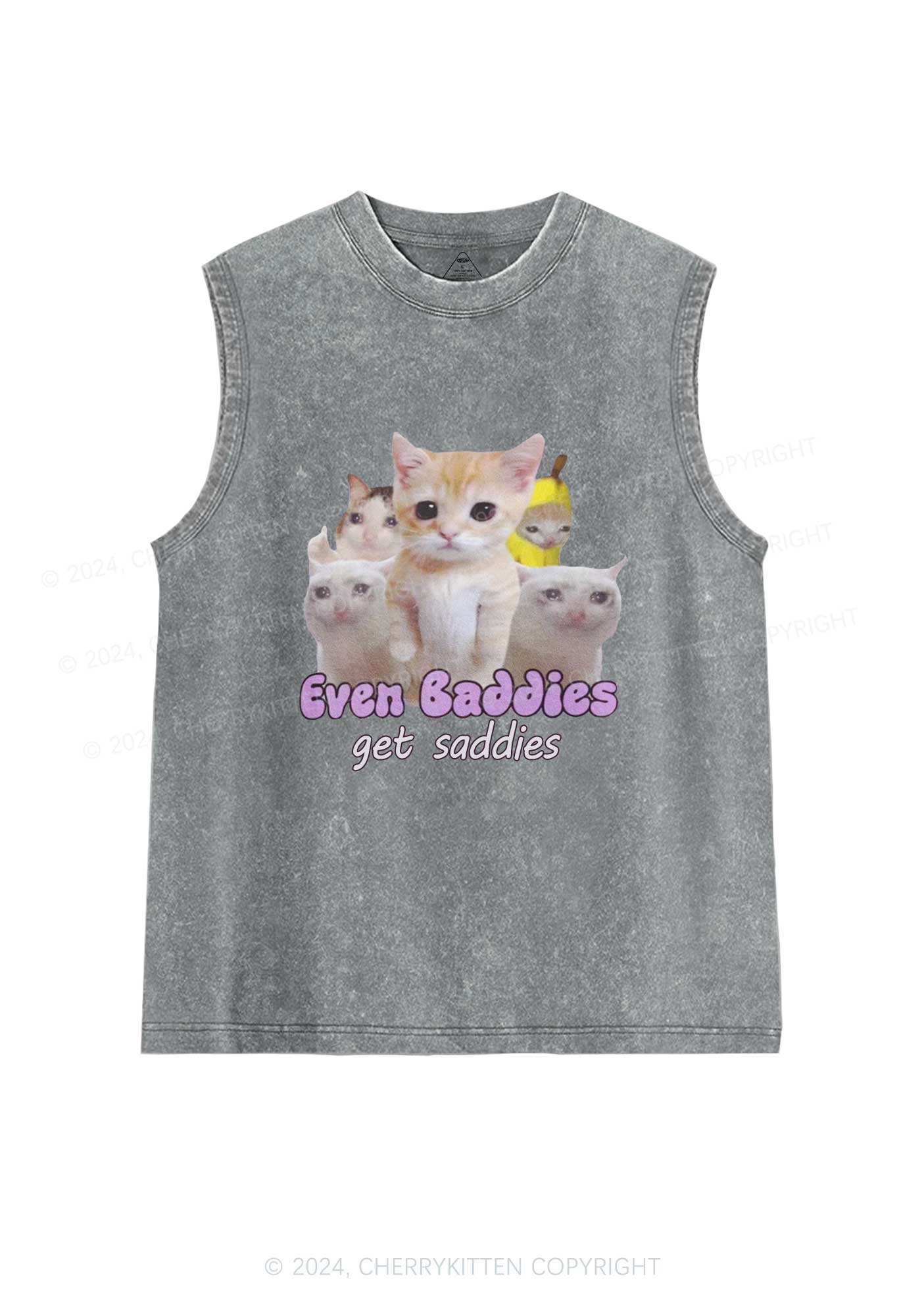 Saddies Five Cats Y2K Washed Tank Cherrykitten