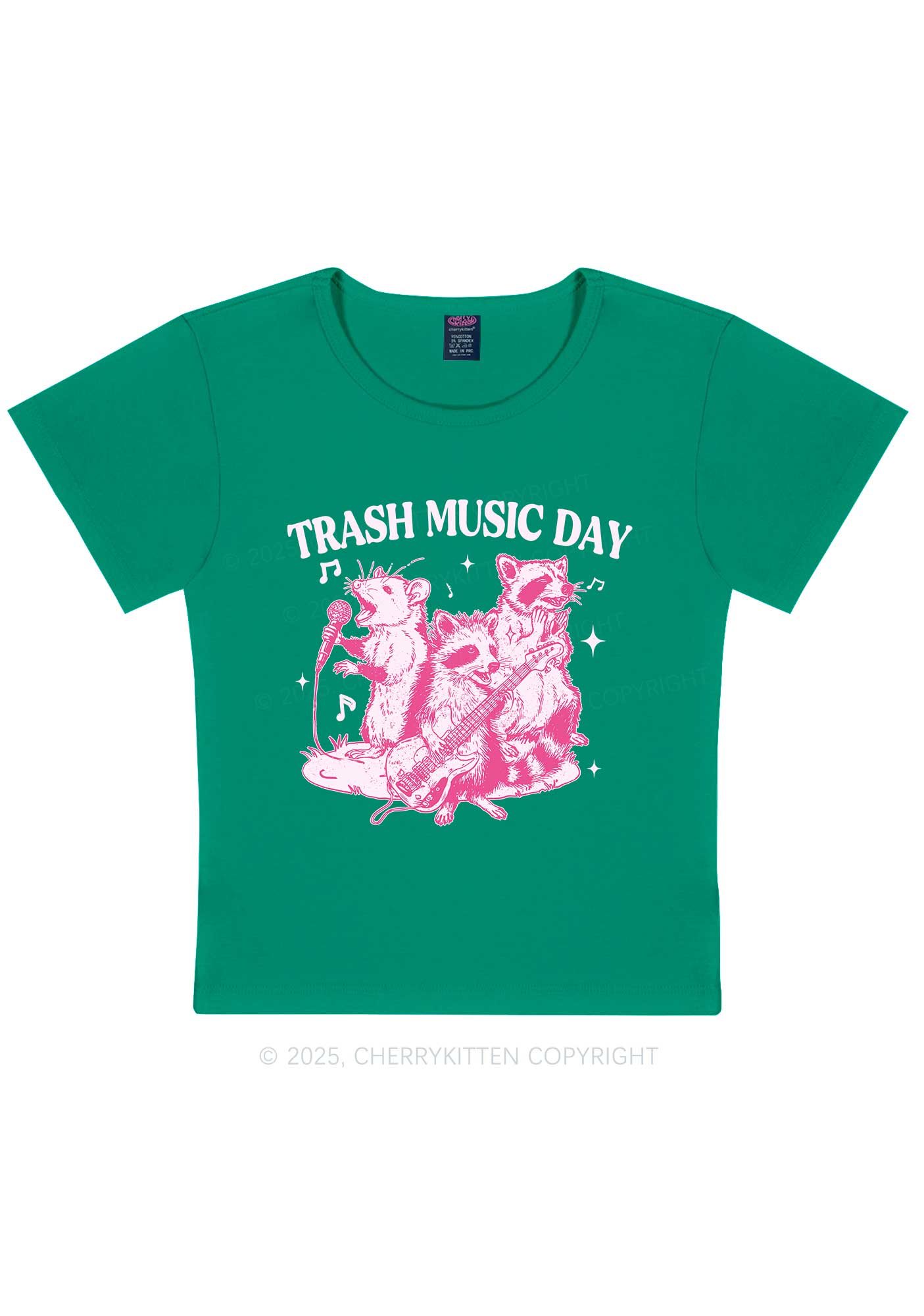 Trash Music Day Y2K Baby Tee Cherrykitten