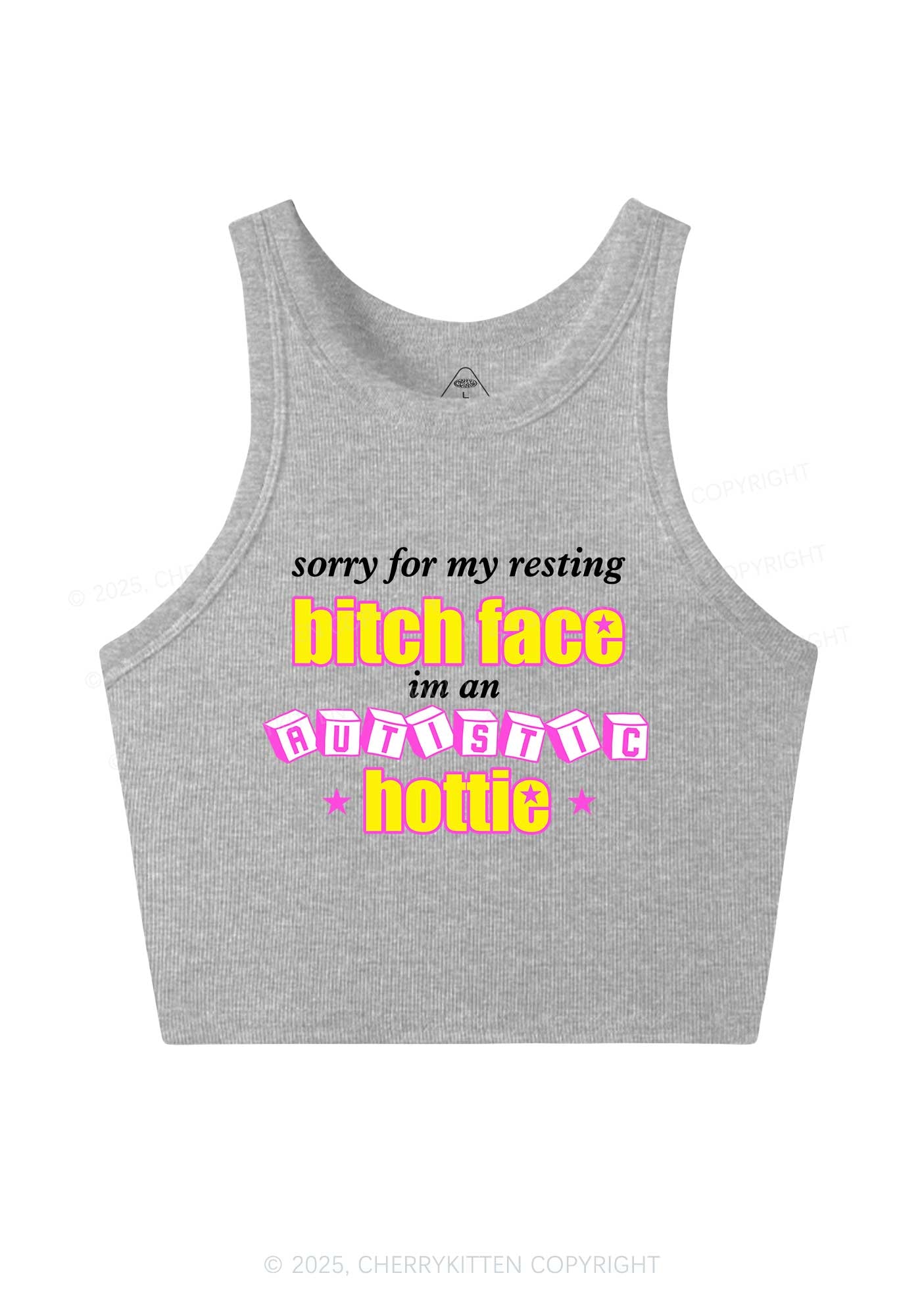 Autistic Hottie Y2K Crop Tank Top Cherrykitten