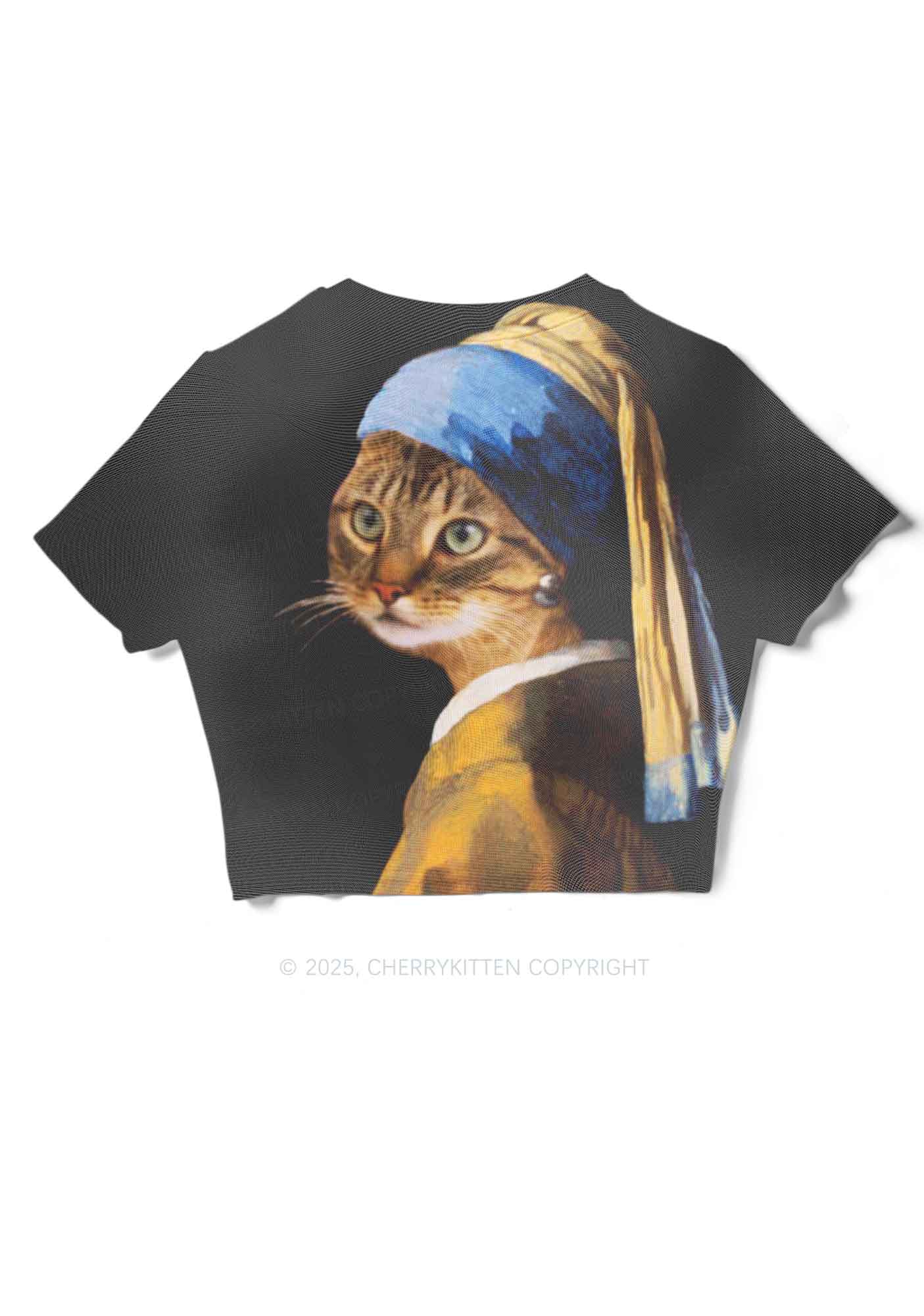 The Lady Cat Y2K Mesh Crop Top Cherrykitten