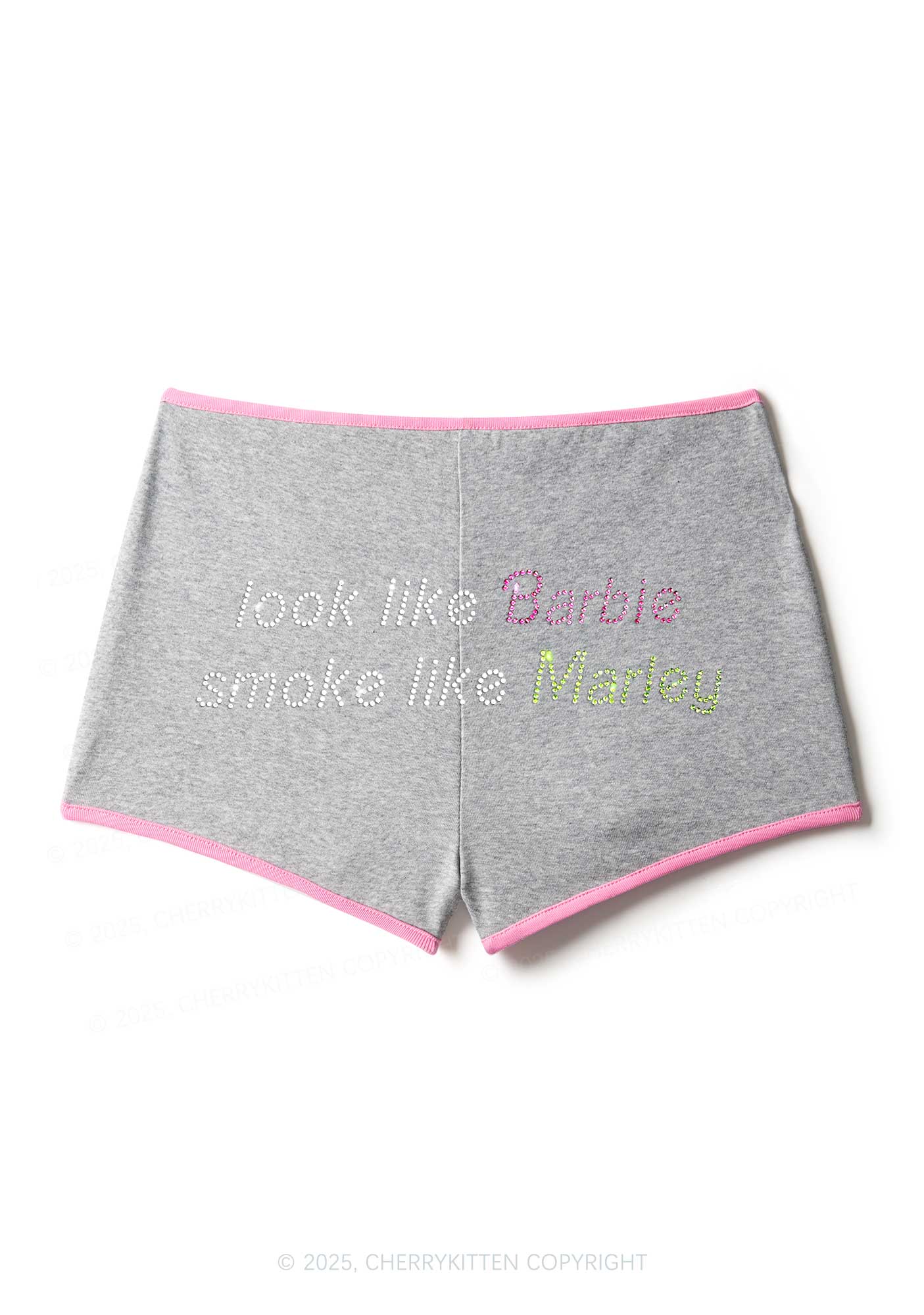 Rhinestone Smoke Like Marley Y2K Booty Shorts Cherrykitten