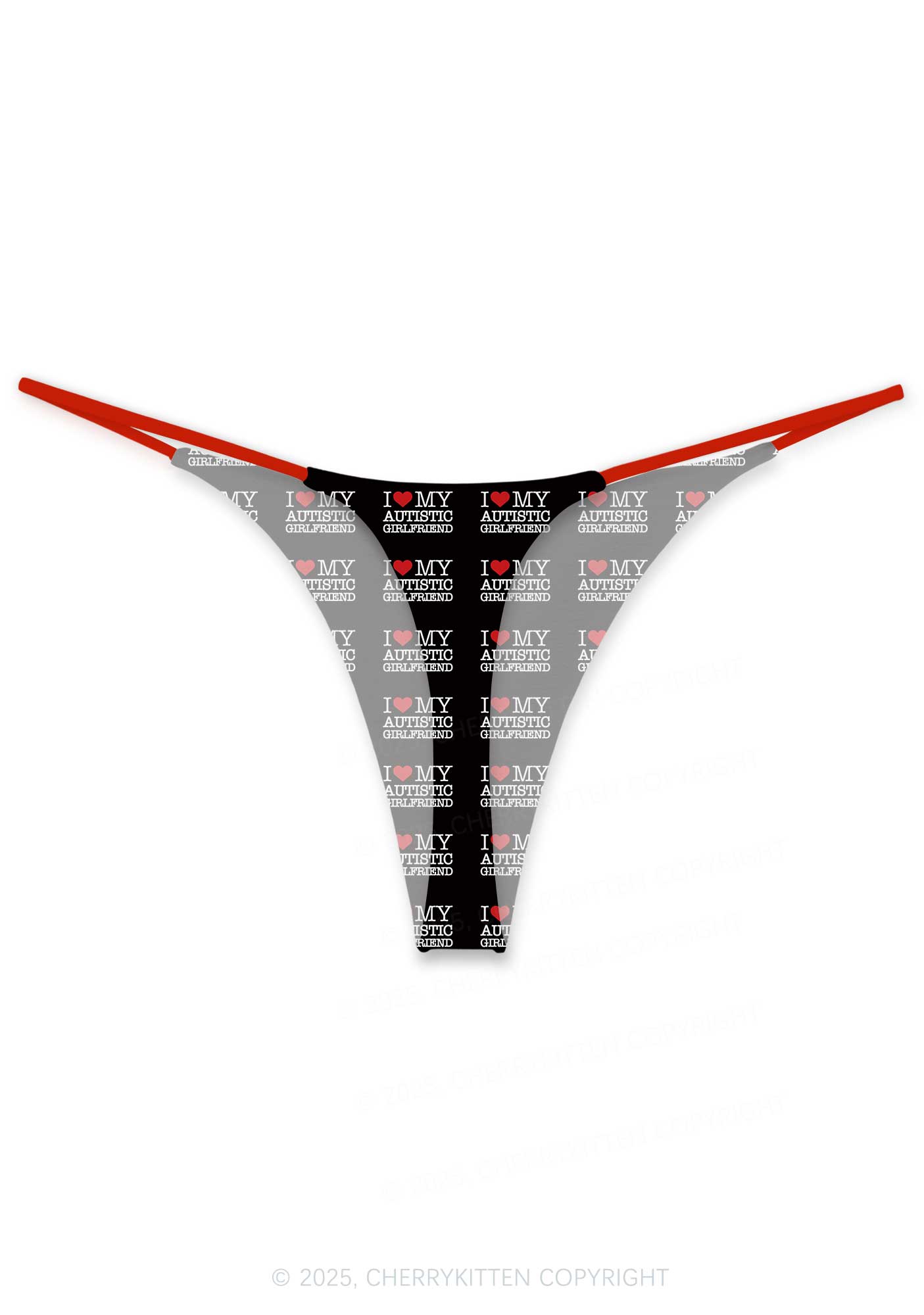 I Love My Autistic GF Valentine's Day Y2K Print Couples Thong Set Cherrykitten