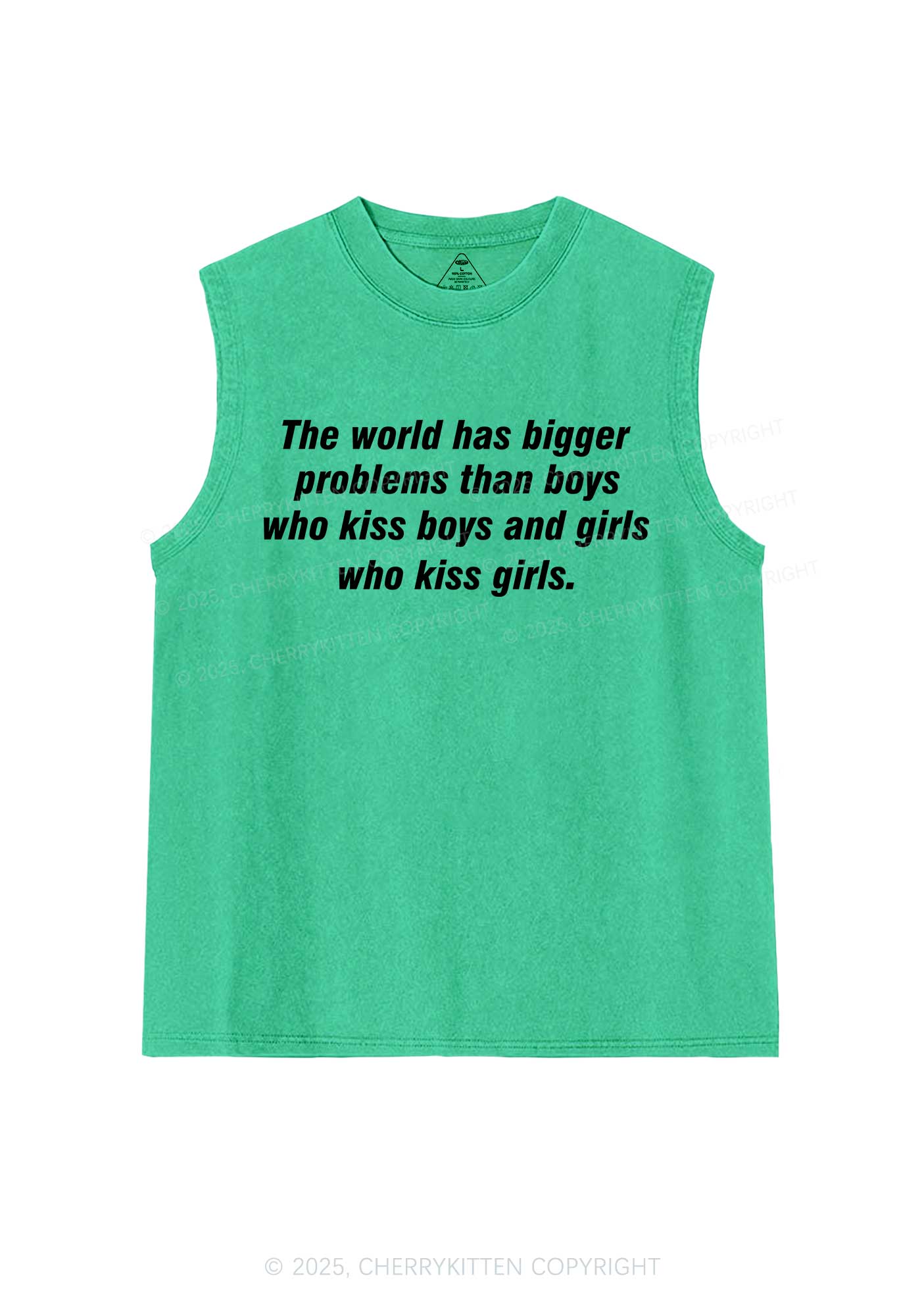 Who Kiss Girls Pride Y2K Washed Muscle Tank Cherrykitten