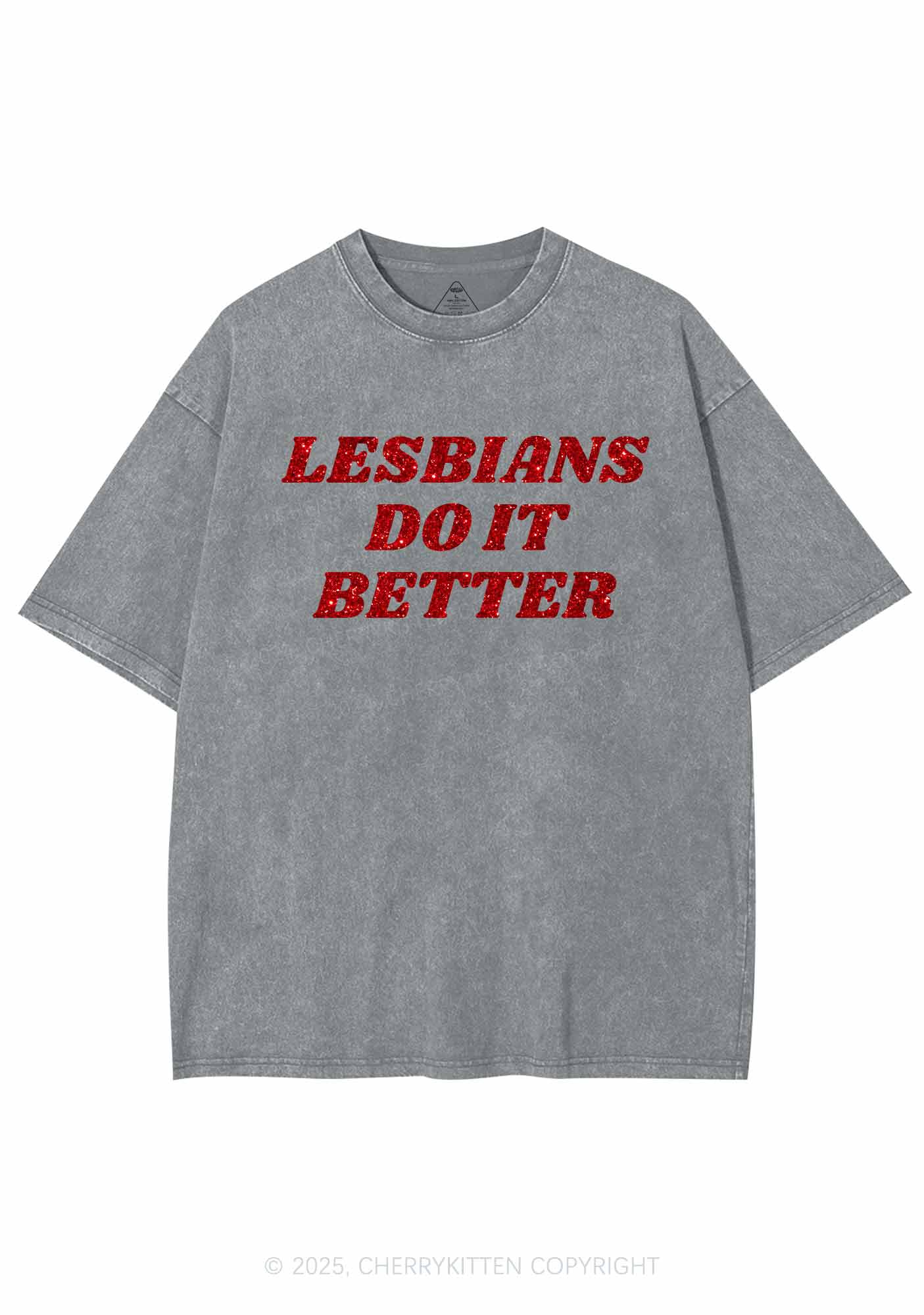 Glitter Lesbians Do It Better Pride Y2K Shirts Washed Tee Cherrykitten