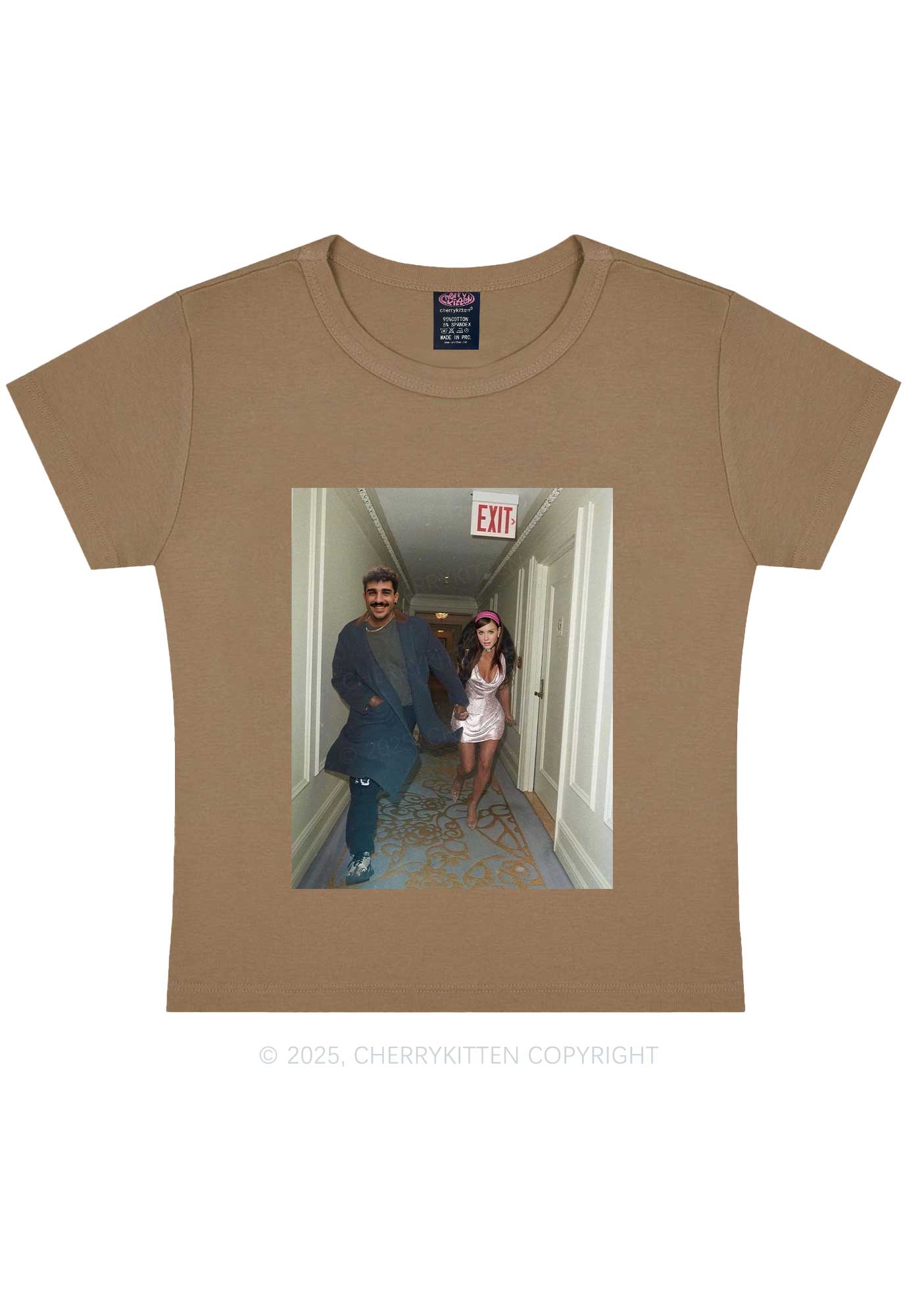 Custom Famous Hallway Photo Y2K Baby Tee Cherrykitten
