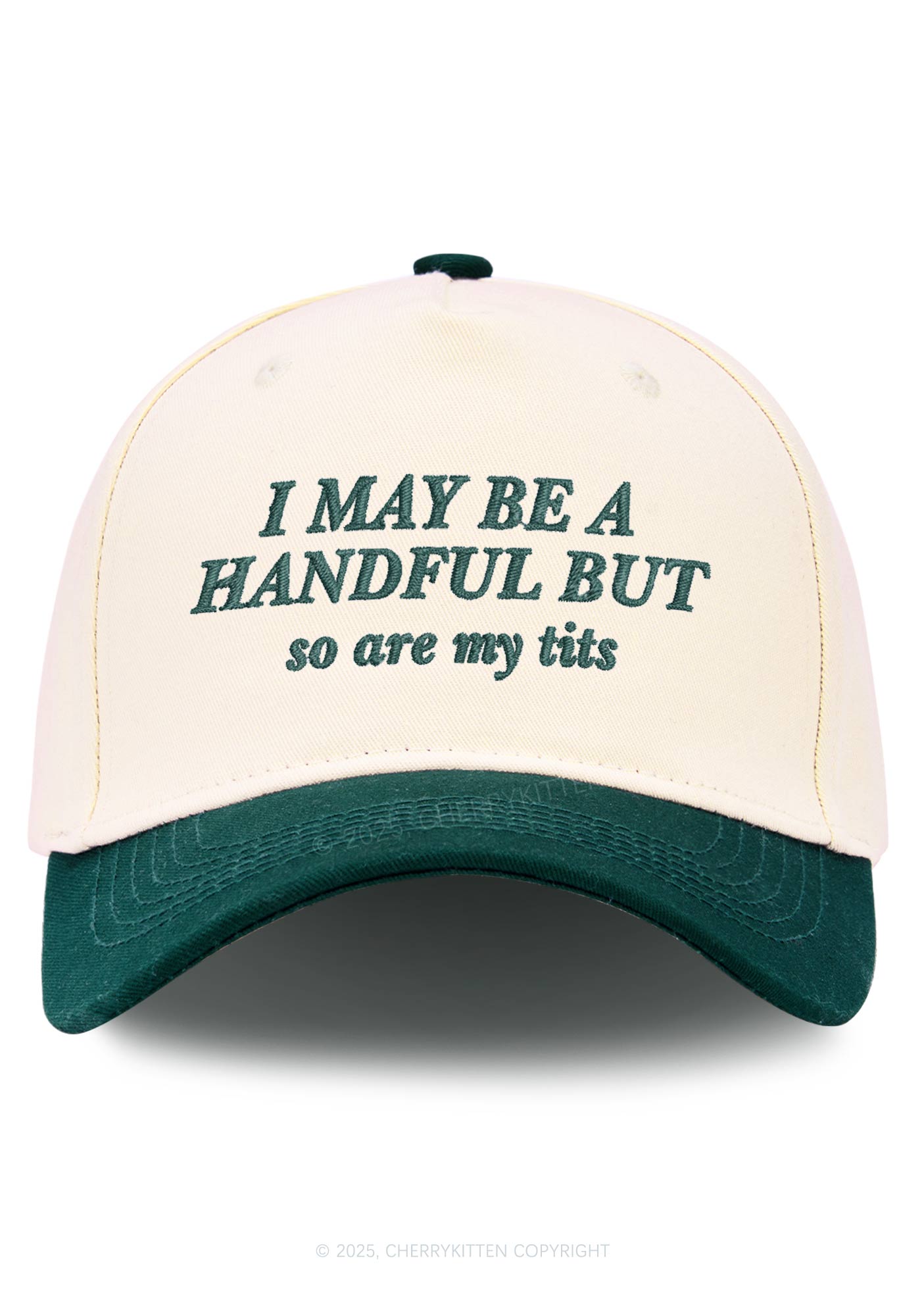 Embroidered I May Be A Handful Y2K Color Block Baseball Cap Cherrykitten