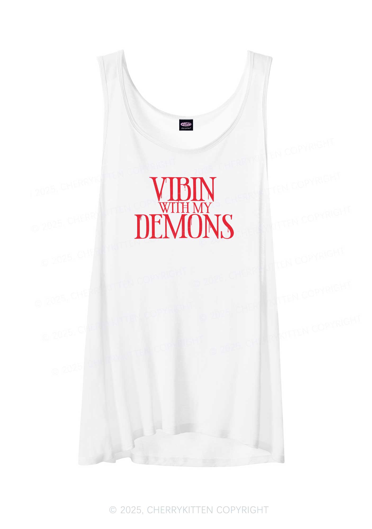 Halloween Vibin With My Demons Y2K Sheer Boyfriend Tank Cherrykitten