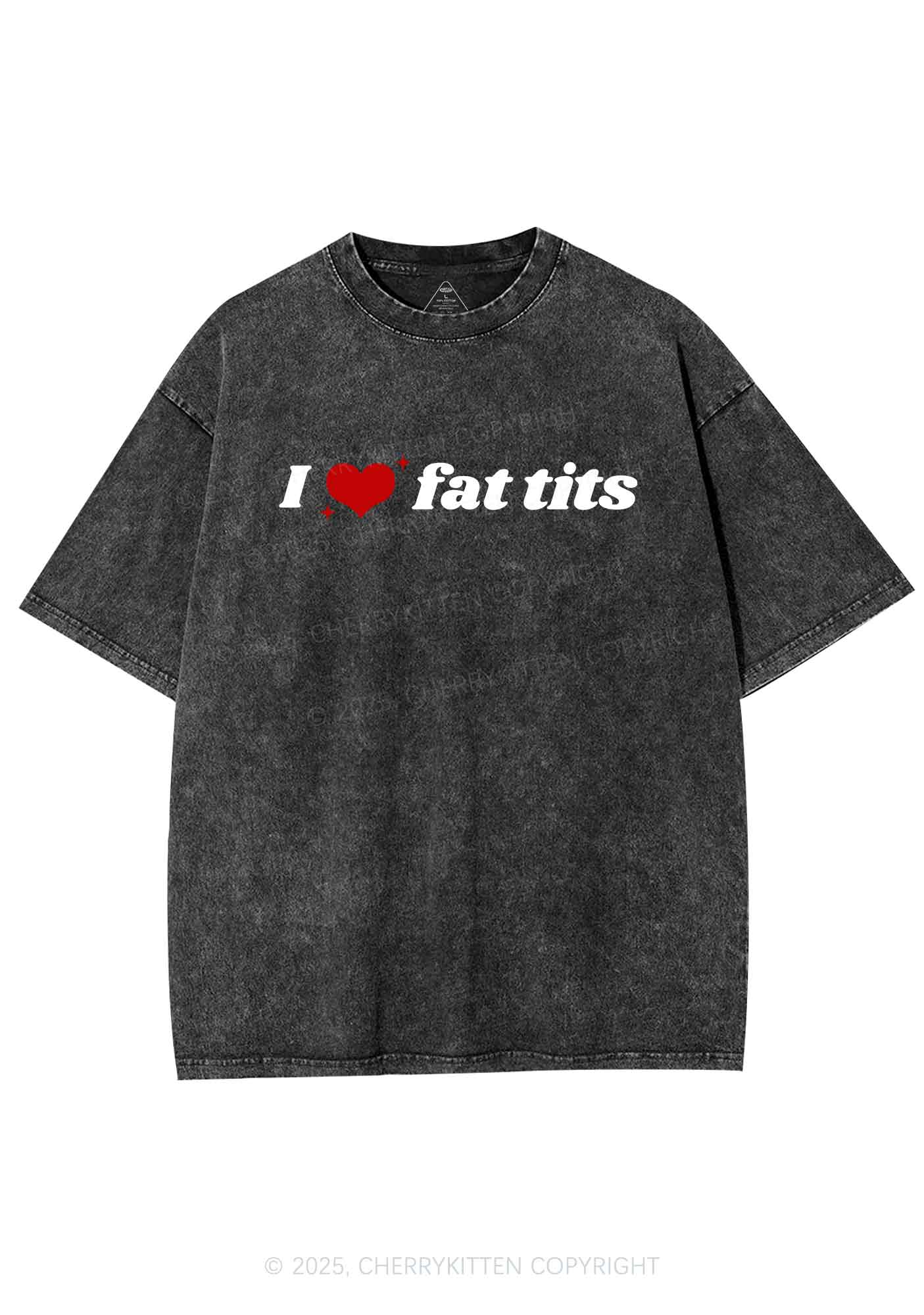 I Love Fat Txts Y2K Shirts Washed Tee Cherrykitten