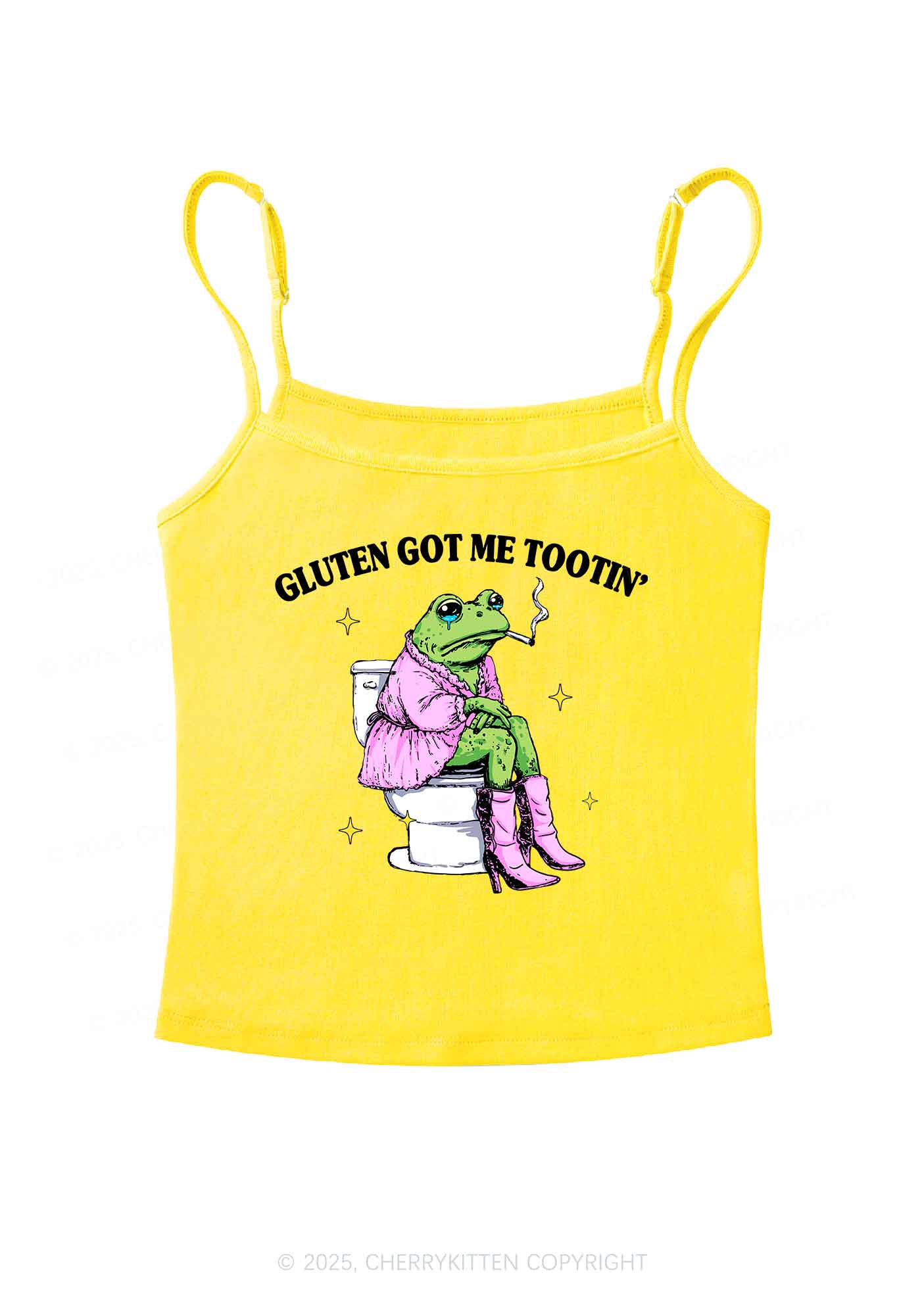 Gluten Got Me Tootin Y2K Spaghetti Strap Cami Cherrykitten
