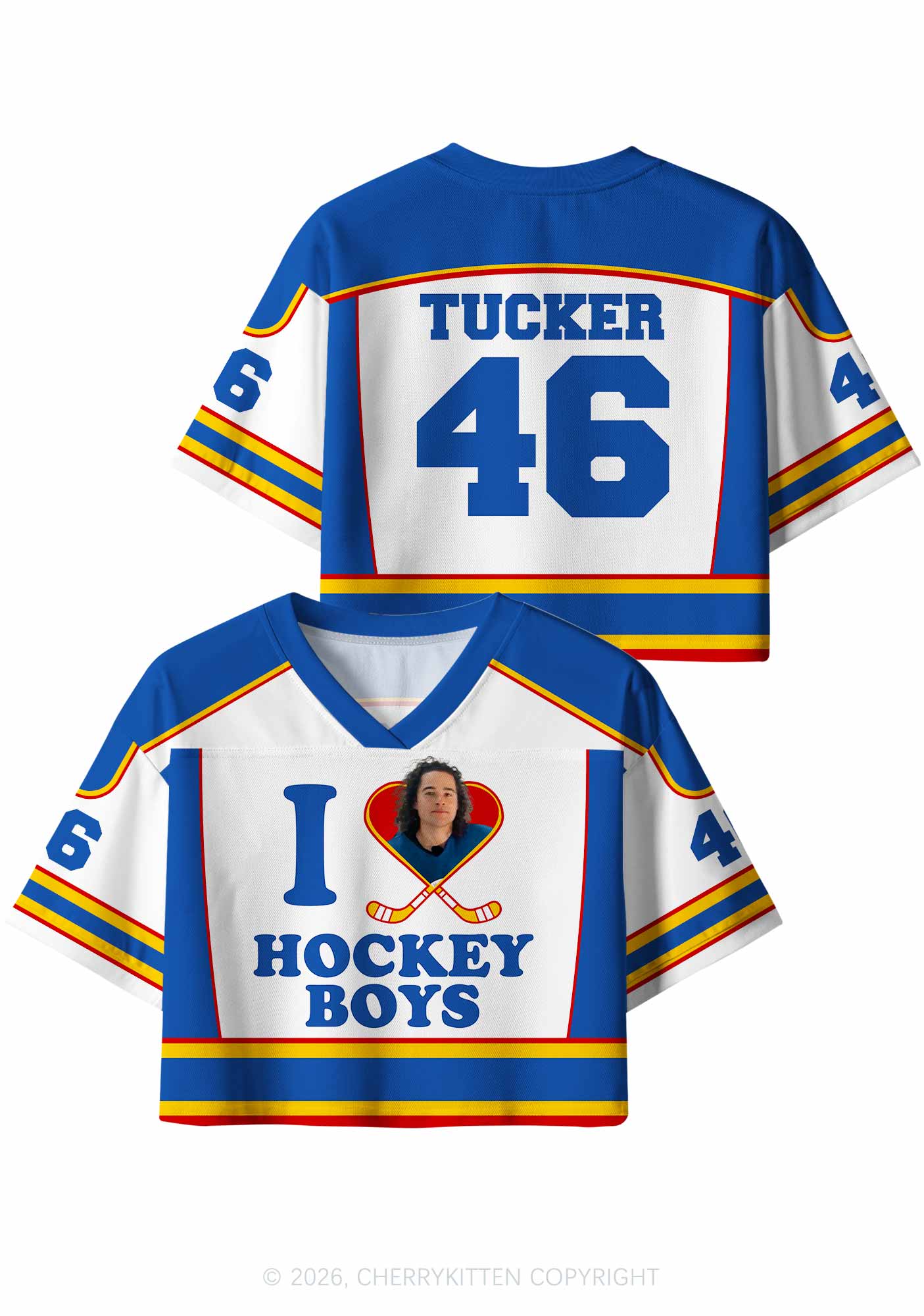 I Love Hockey Boy JT Y2K Crop Sport Jersey Shirts Cherrykitten