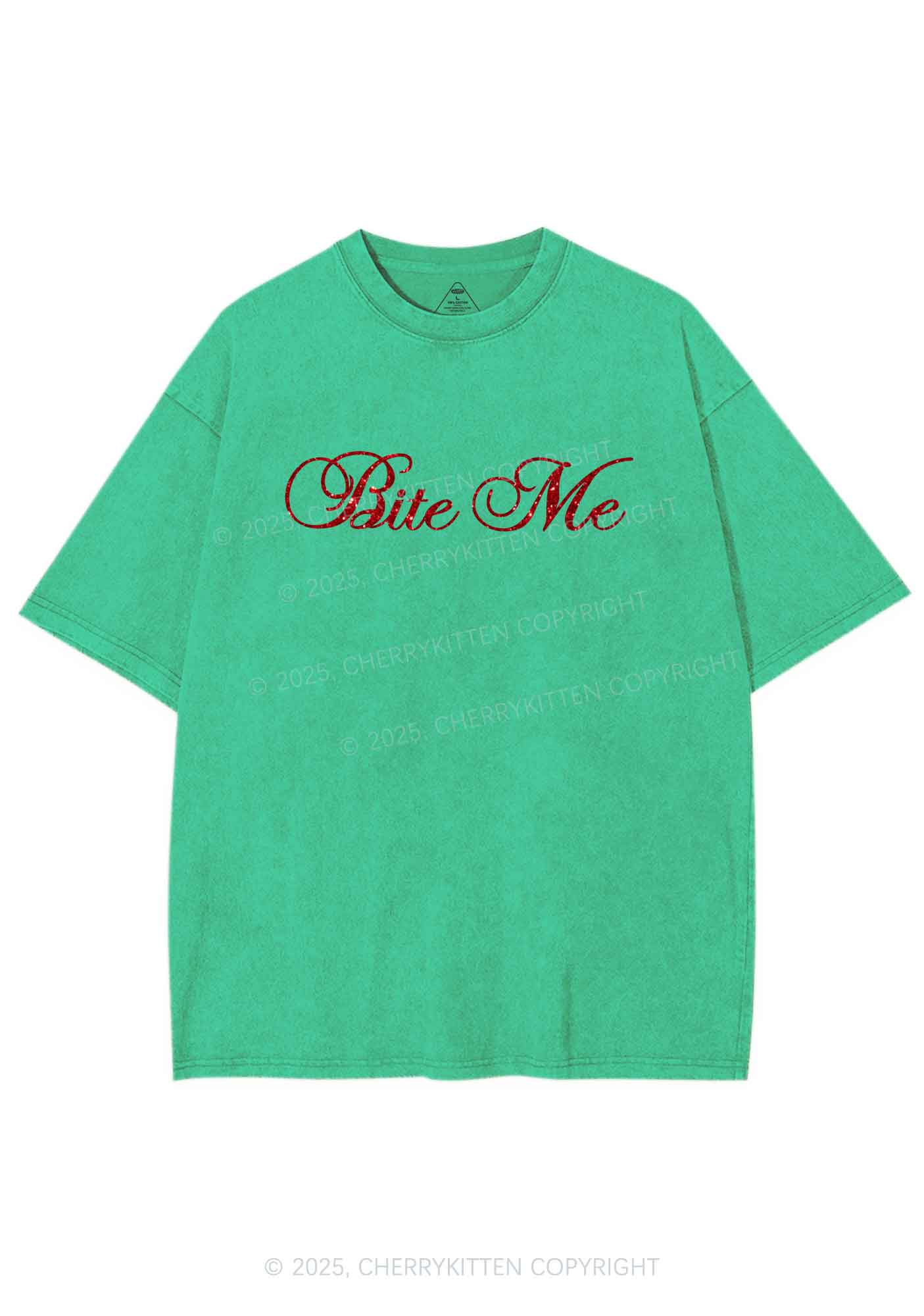 Glitter Bite Me Y2K Shirts Washed Tee Cherrykitten