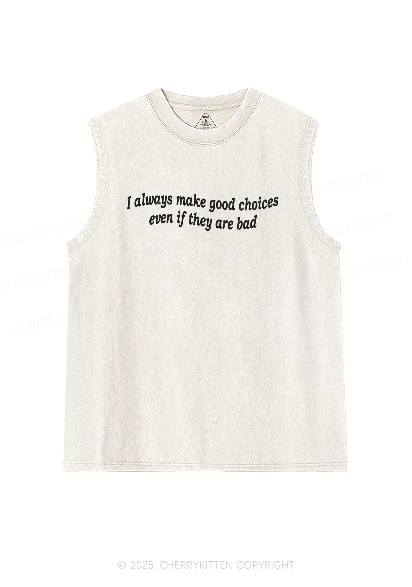 Always Make Good Choices Y2K Washed Tank Cherrykitten