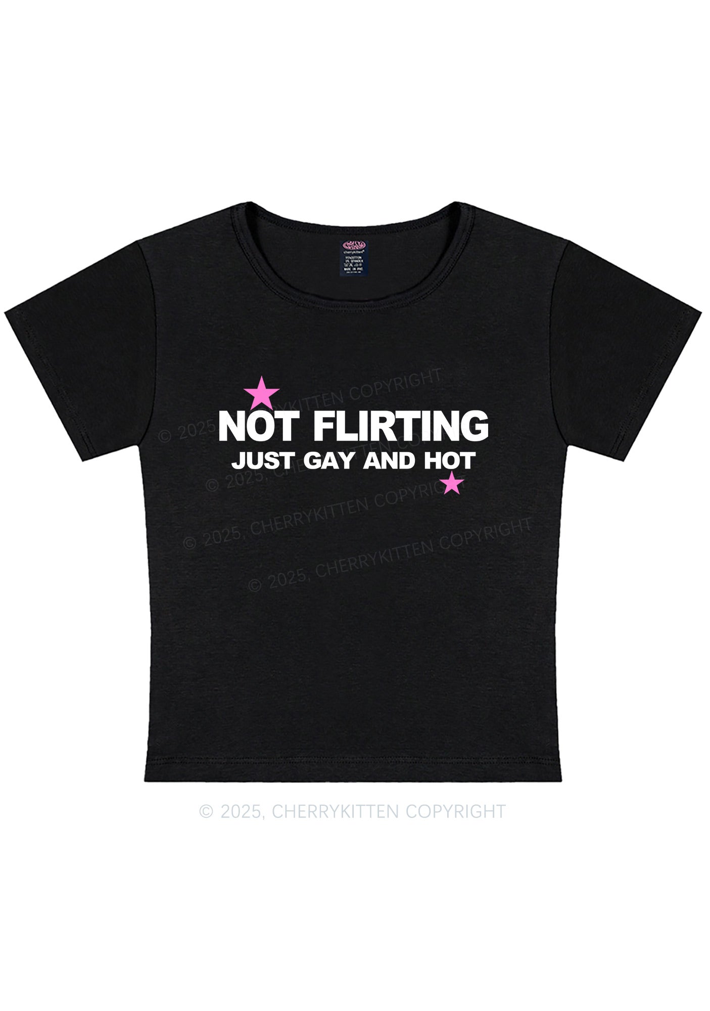 Not Flirting Pride Y2K Baby Tee Cherrykitten