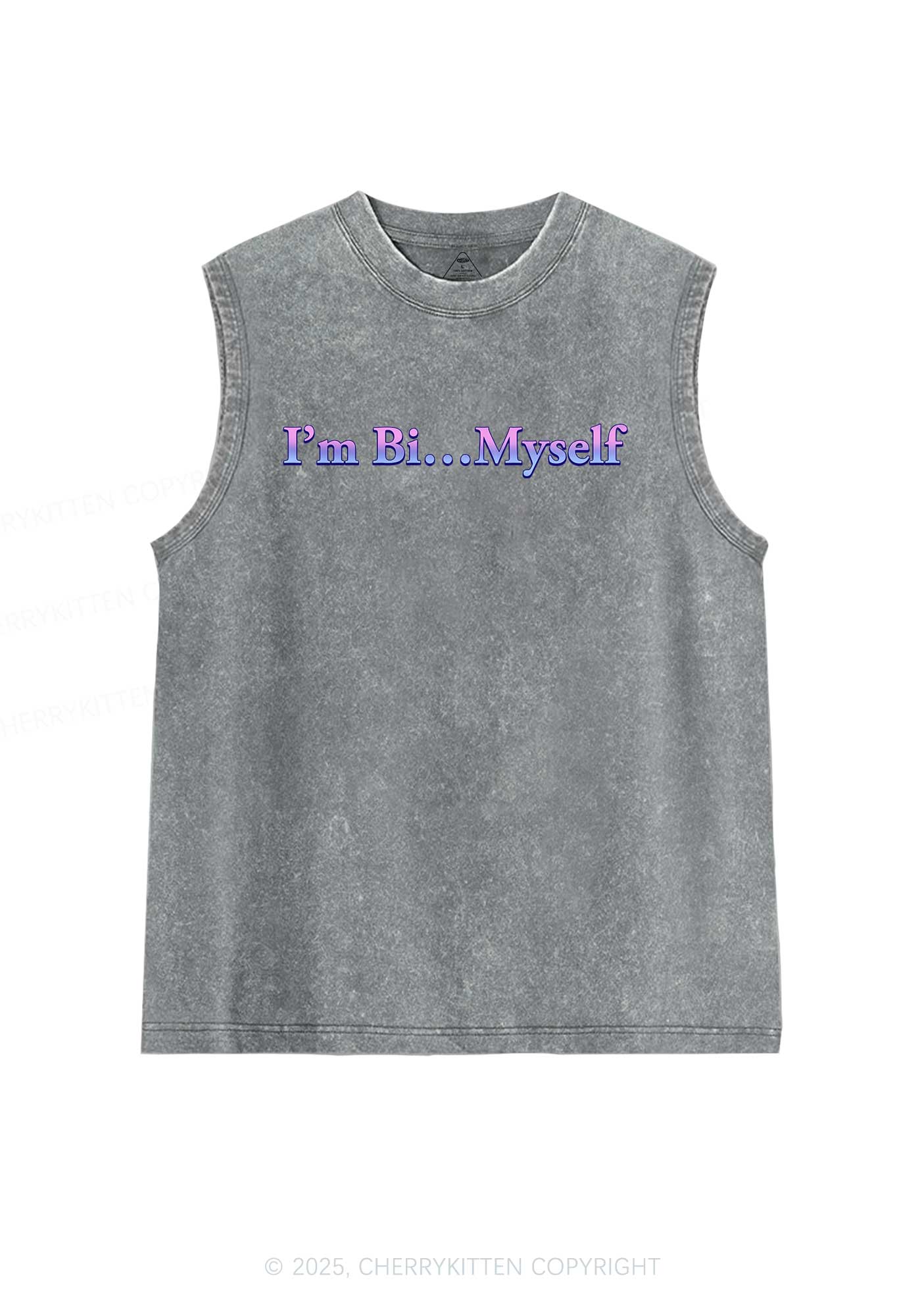 Im Bi Myself Pride Y2K Washed Muscle Tank Cherrykitten