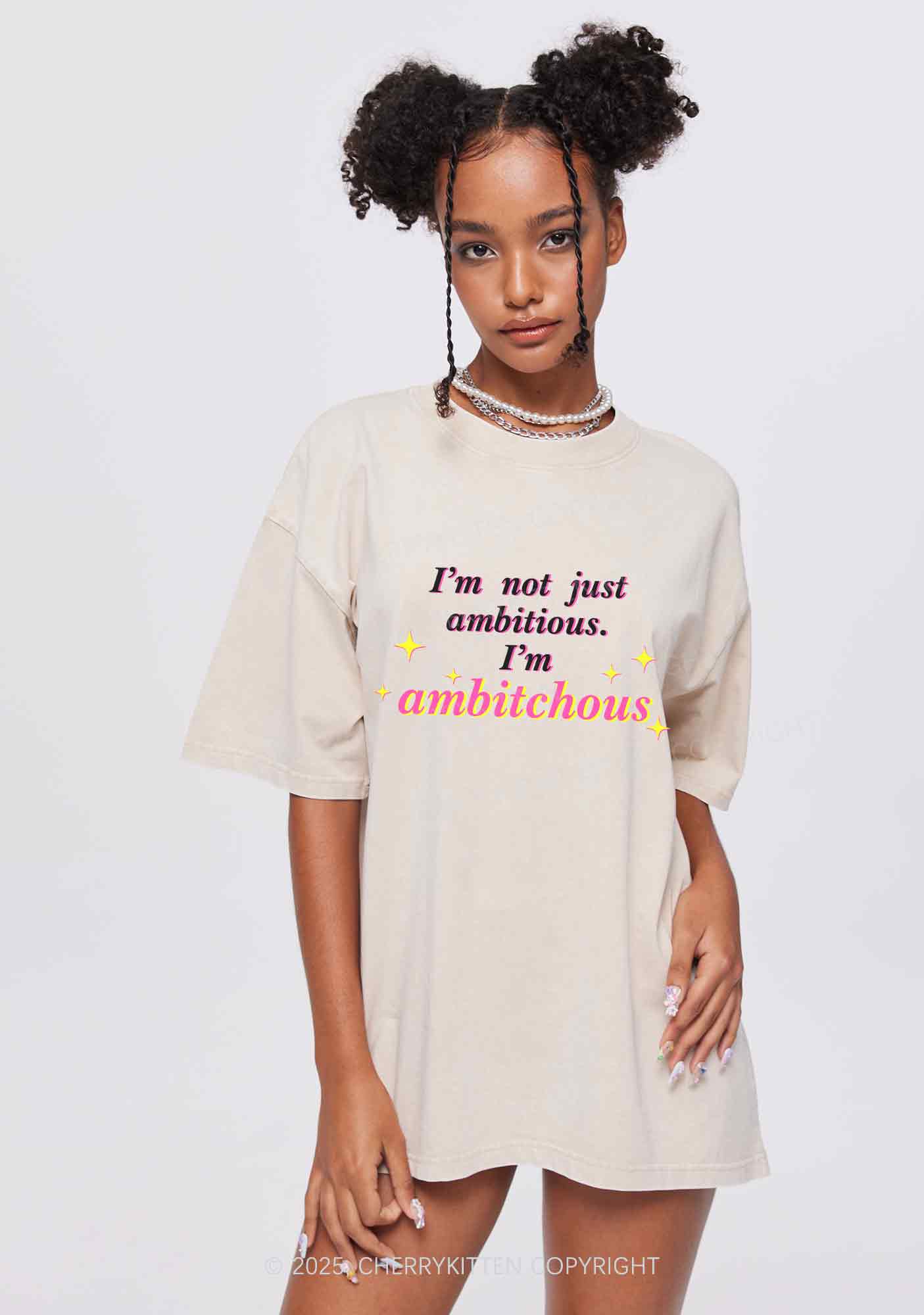 Not Ambitious Im Ambxxchous Y2K Shirts Washed Tee Cherrykitten
