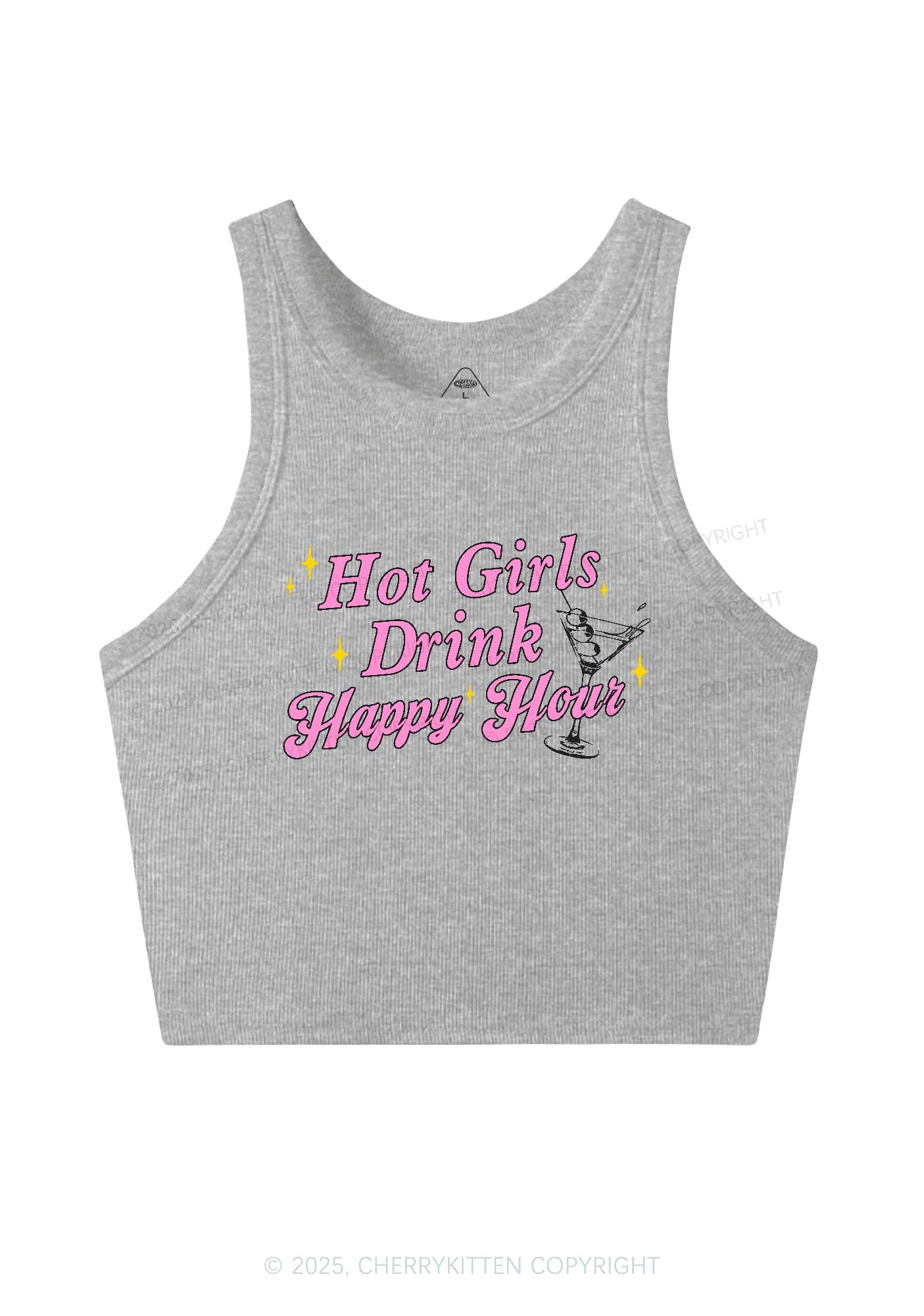 Hot Girls Drink Happy Hour Y2K Crop Tank Top Cherrykitten