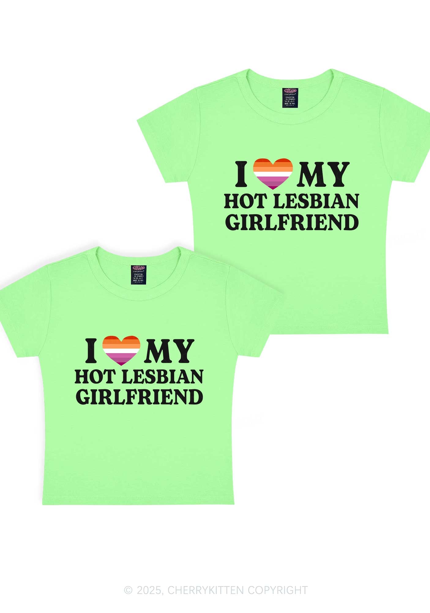 Love My Hot Lesbian GF Y2K Valentine's Day Baby Tee Cherrykitten