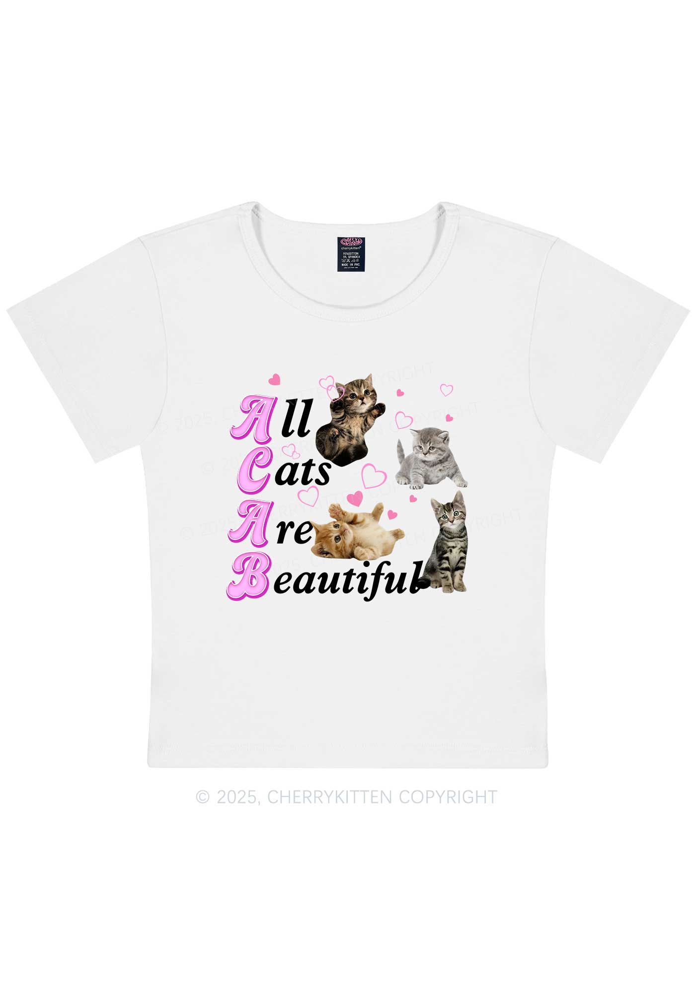 All Cats Are Beautiful Y2K Baby Tee Cherrykitten
