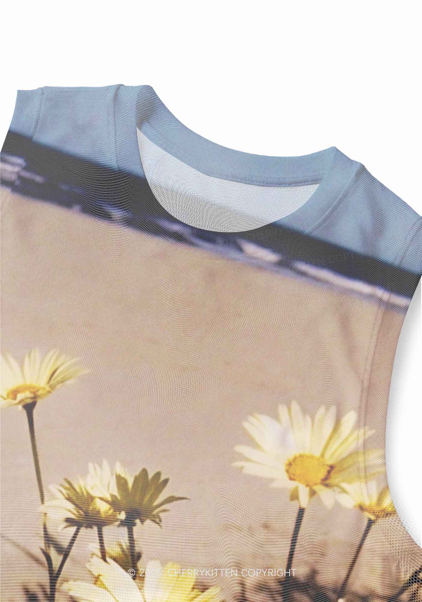 Yellow Daisy Y2K Mesh Muscle Tank Cherrykitten