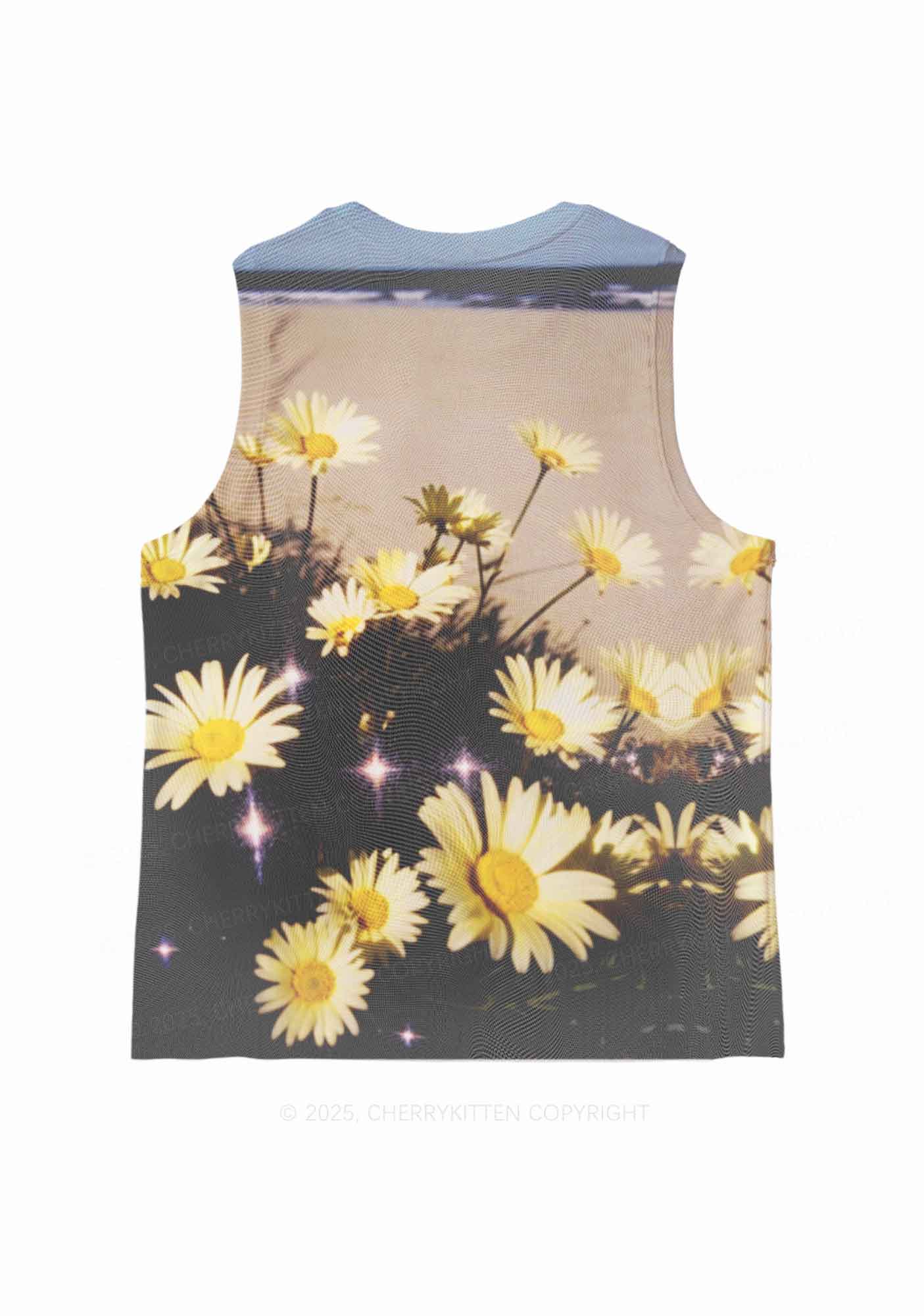 Yellow Daisy Y2K Mesh Muscle Tank Cherrykitten