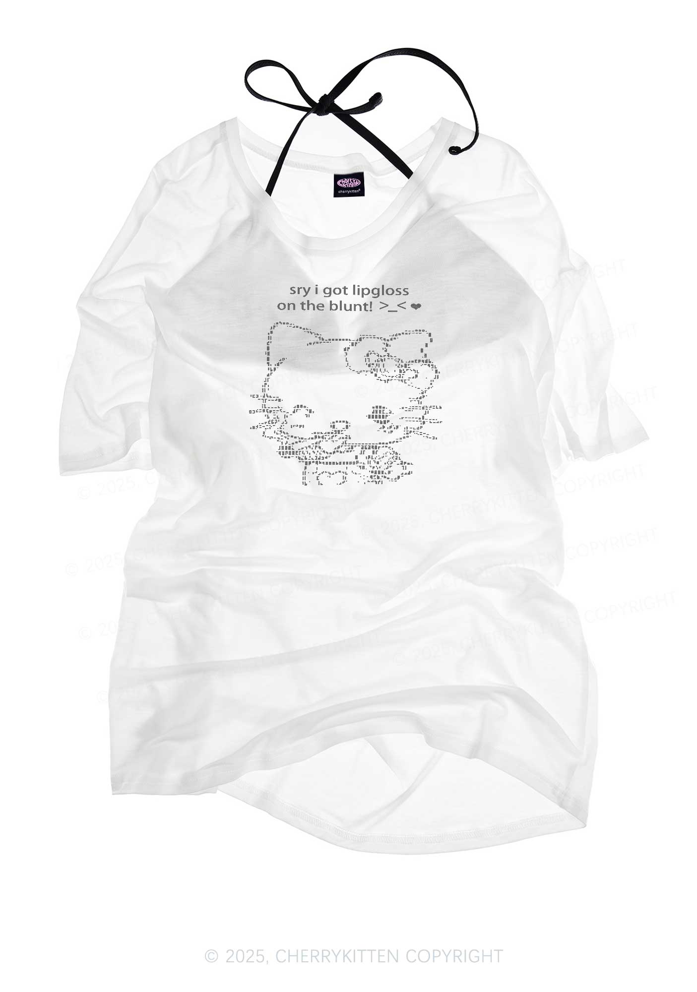 Sorry About Lipgloss Y2K Sheer Boyfriend Tee Cherrykitten