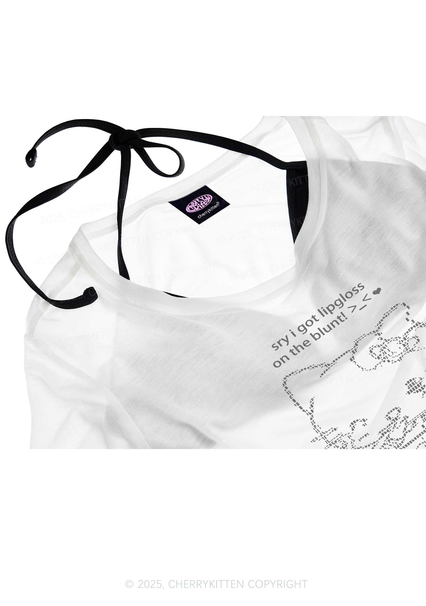 Sorry About Lipgloss Y2K Sheer Boyfriend Tee Cherrykitten