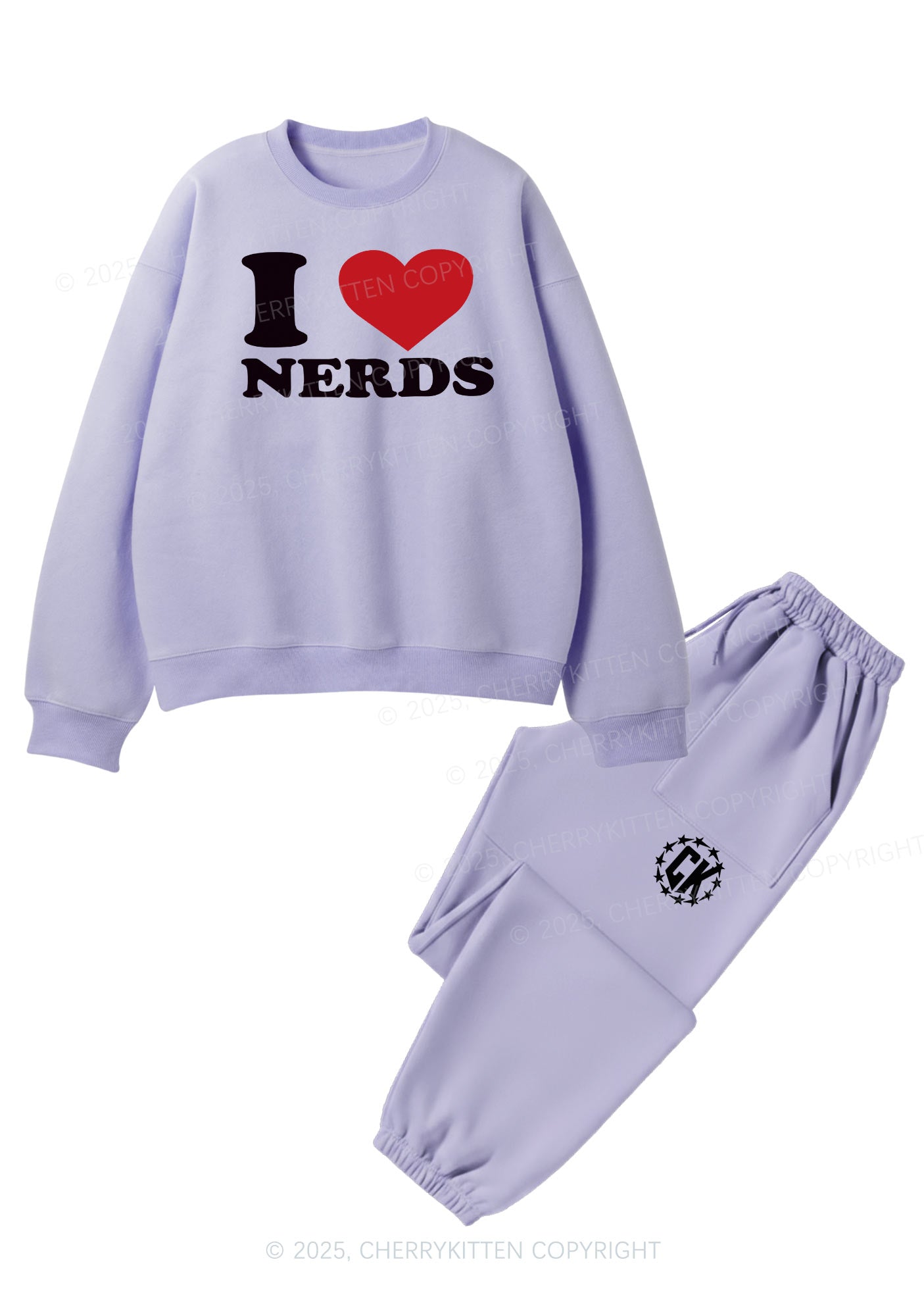 I Love Nerds Y2K Fleece Sweatshirts Set Cherrykitten