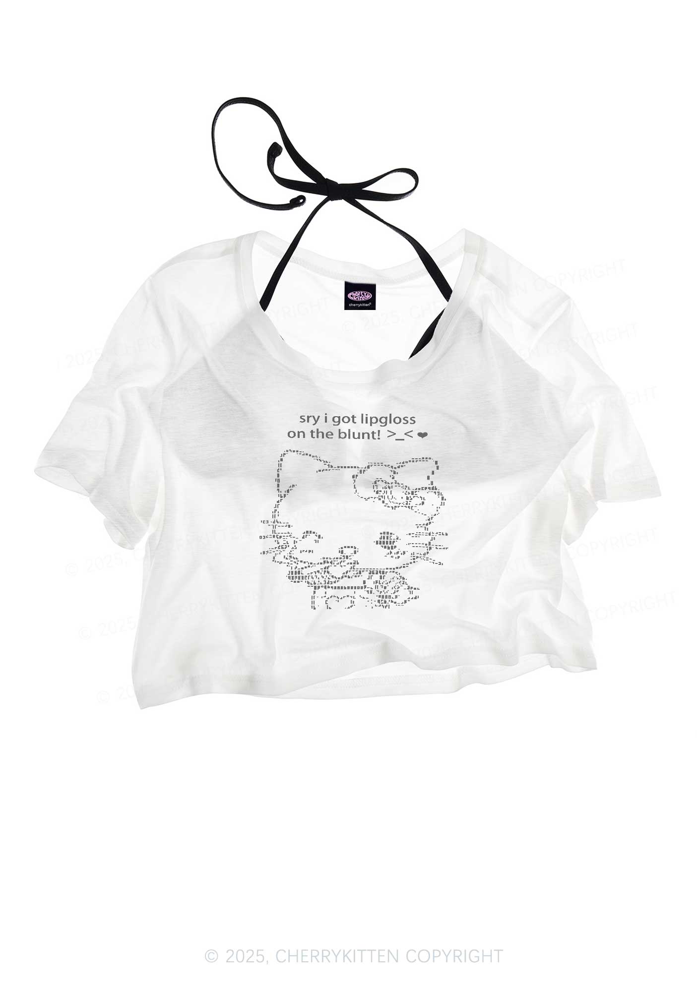 Sorry About Lipgloss Y2K Sheer Crop Tee Cherrykitten