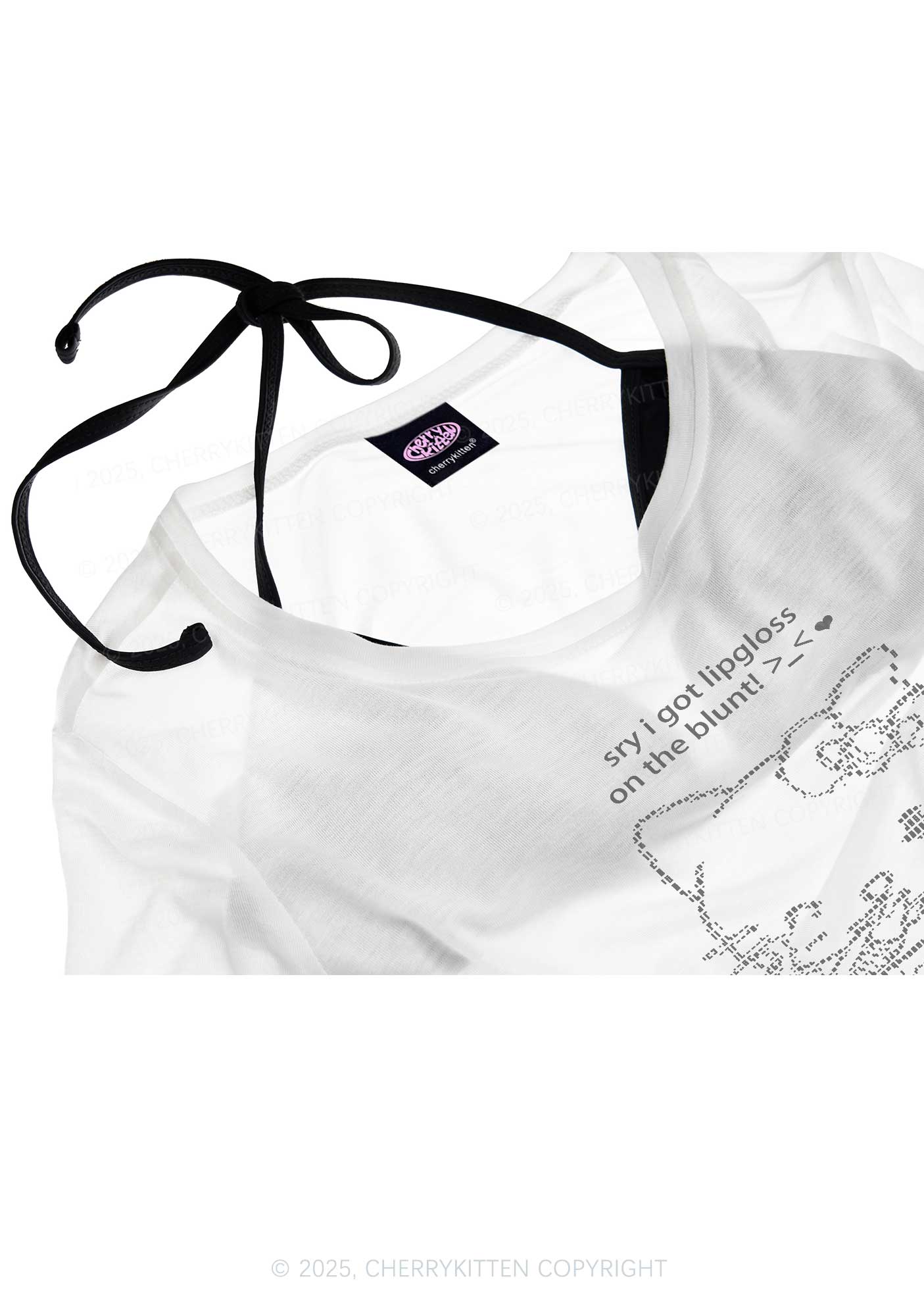Sorry About Lipgloss Y2K Sheer Crop Tee Cherrykitten