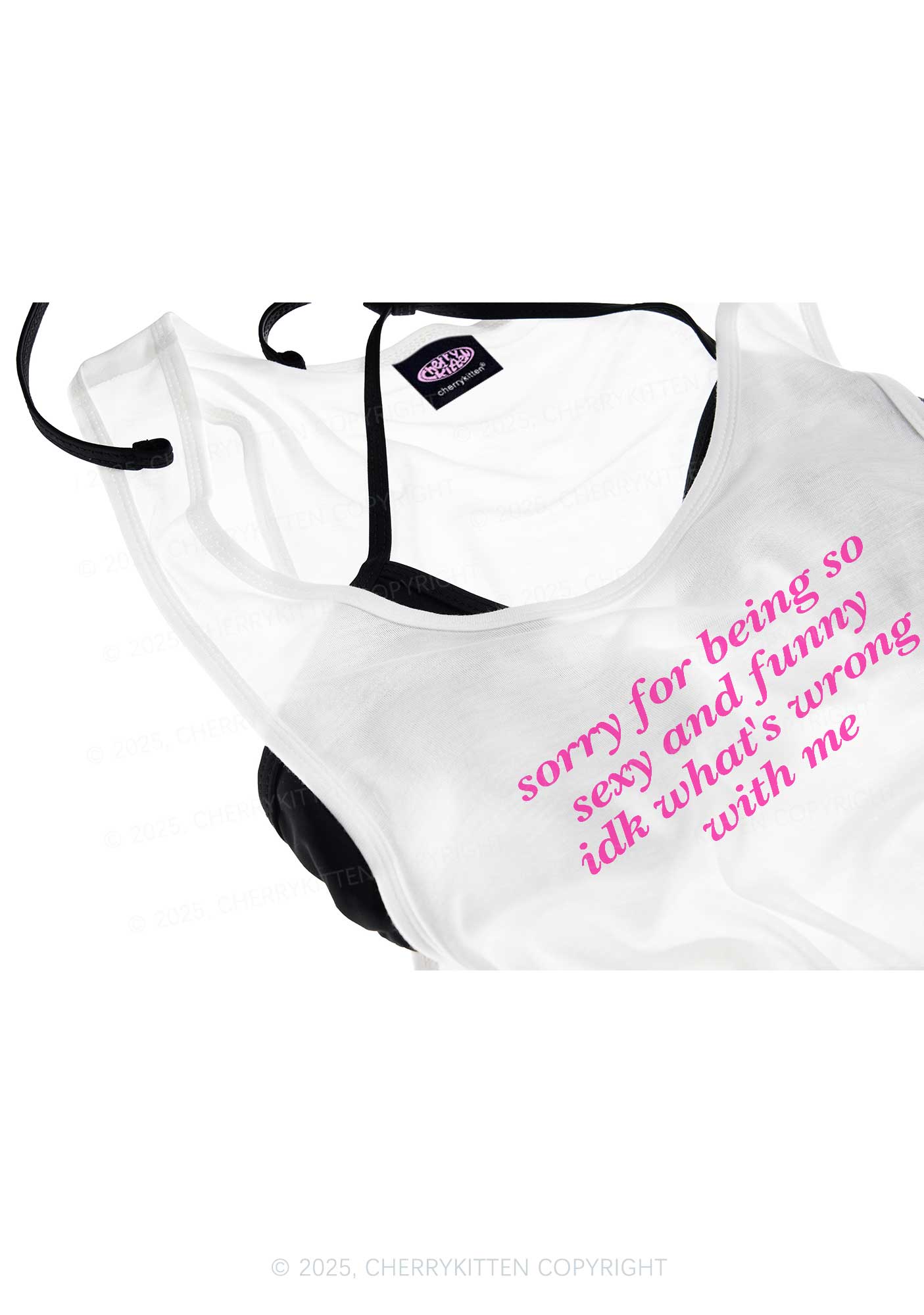Sorry For Being So Funny Y2K Sheer Boyfriend Tank Cherrykitten
