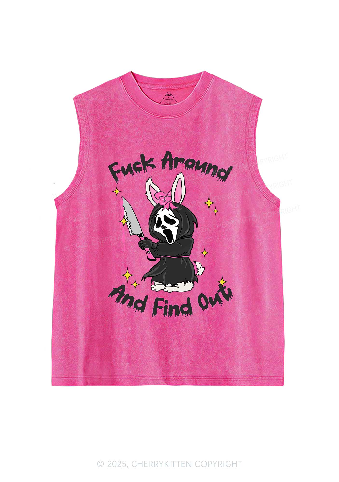 Halloween Fxxk Around Find Out Y2K Washed Muscle Tank Cherrykitten