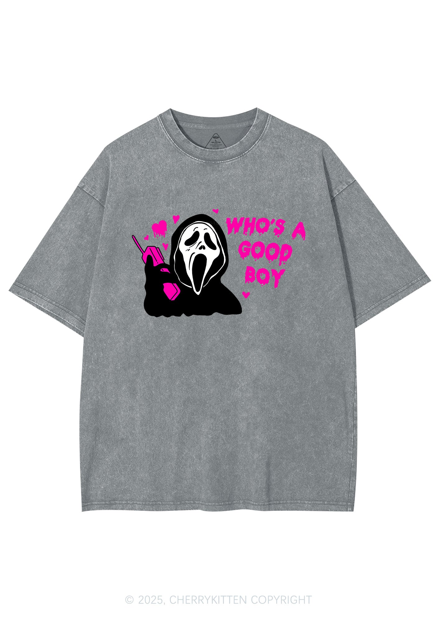 Halloween Whos Good Boy Y2K Washed Tee Cherrykitten