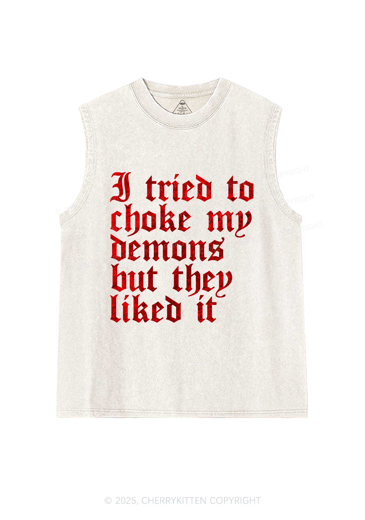 Halloween Choke Demons They Liked Y2K Washed Muscle Tank Cherrykitten
