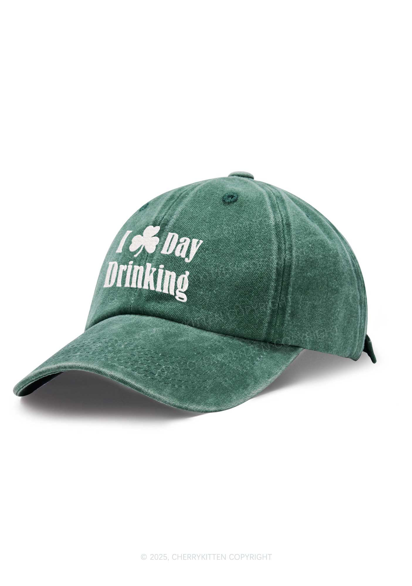 Embroidered I Love Day Drinking St Patricks Y2K Washed Baseball Cap Cherrykitten