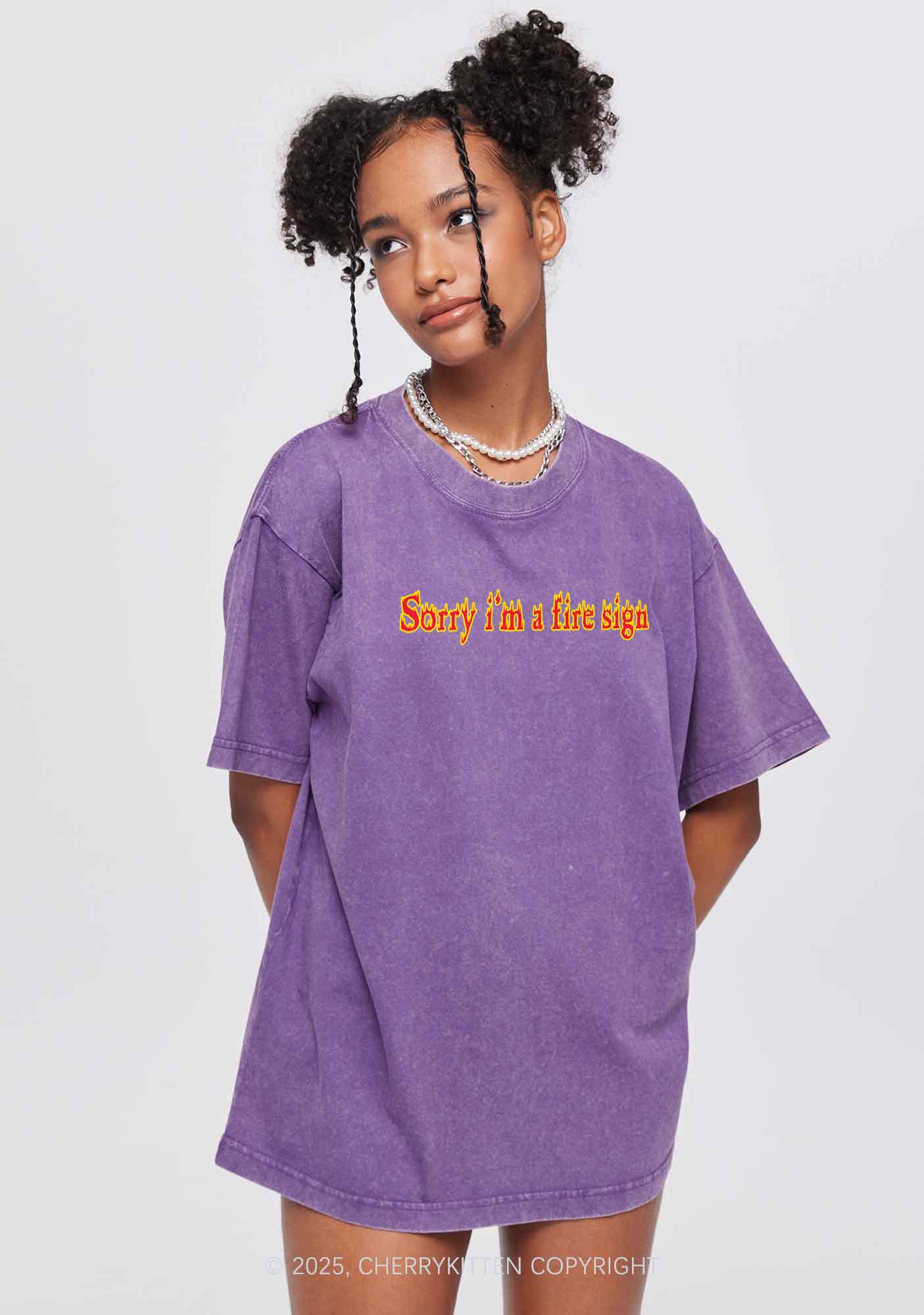 Fire Sign Y2K Washed Tee Cherrykitten